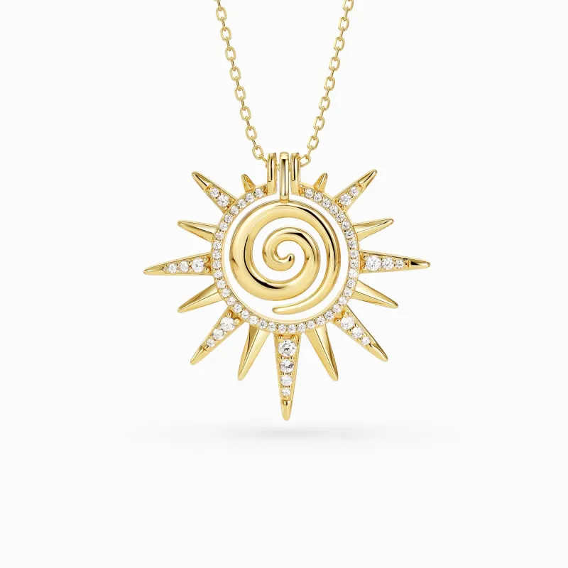 Spiral Clarity Sunburst Necklace sold by Vanimy Jewelry