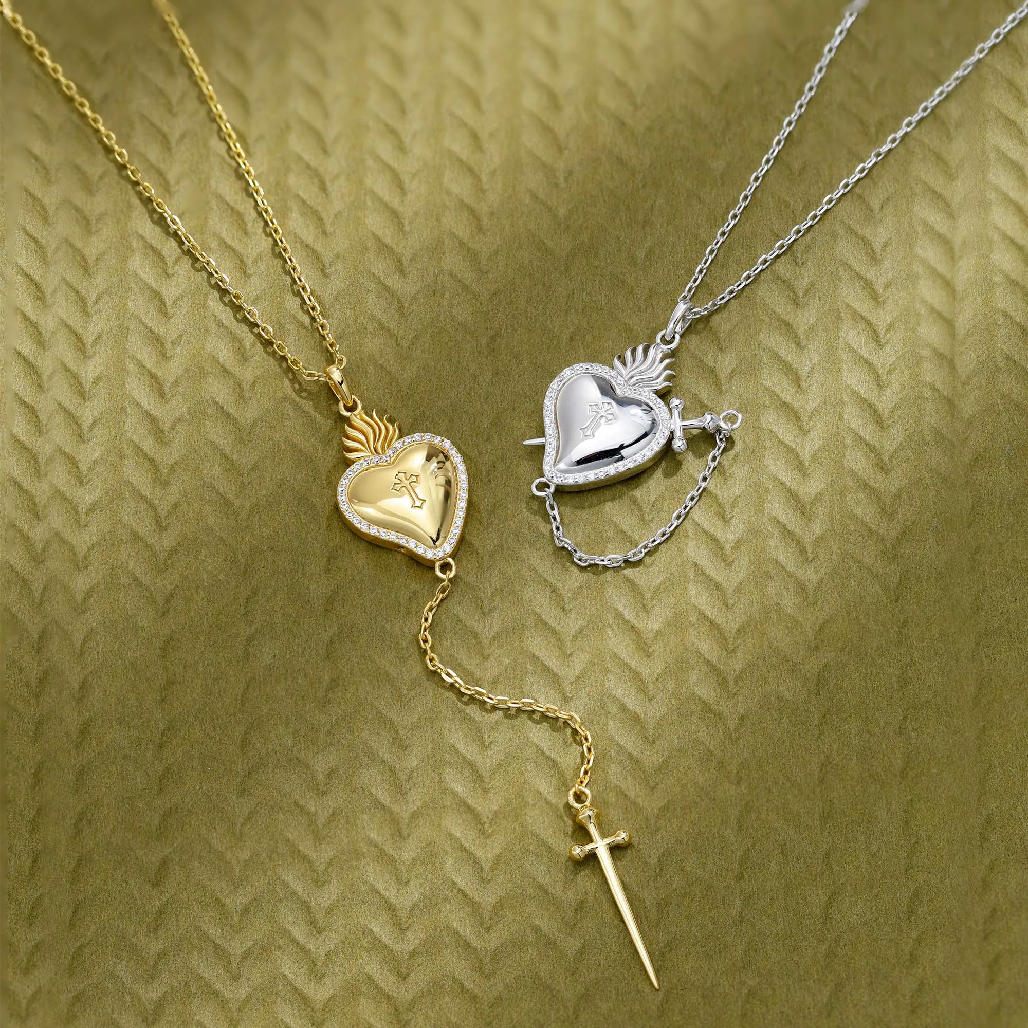 Flaming Heart with Dagger Necklace sold by Vanimy Jewelry product image thumbnail 4