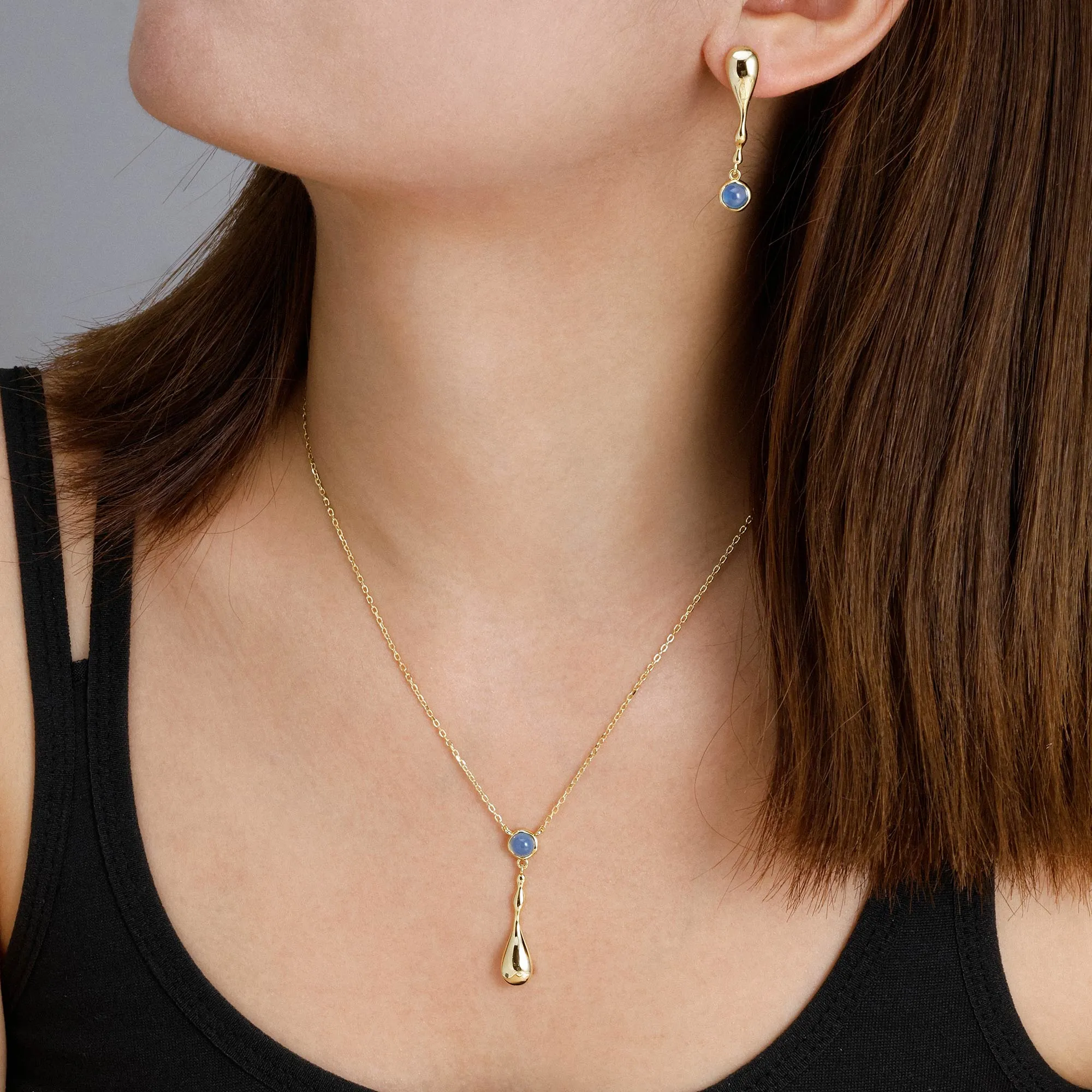 Seren Flow Gemstone Droplet Earrings sold by Vanimy Jewelry product image thumbnail 5