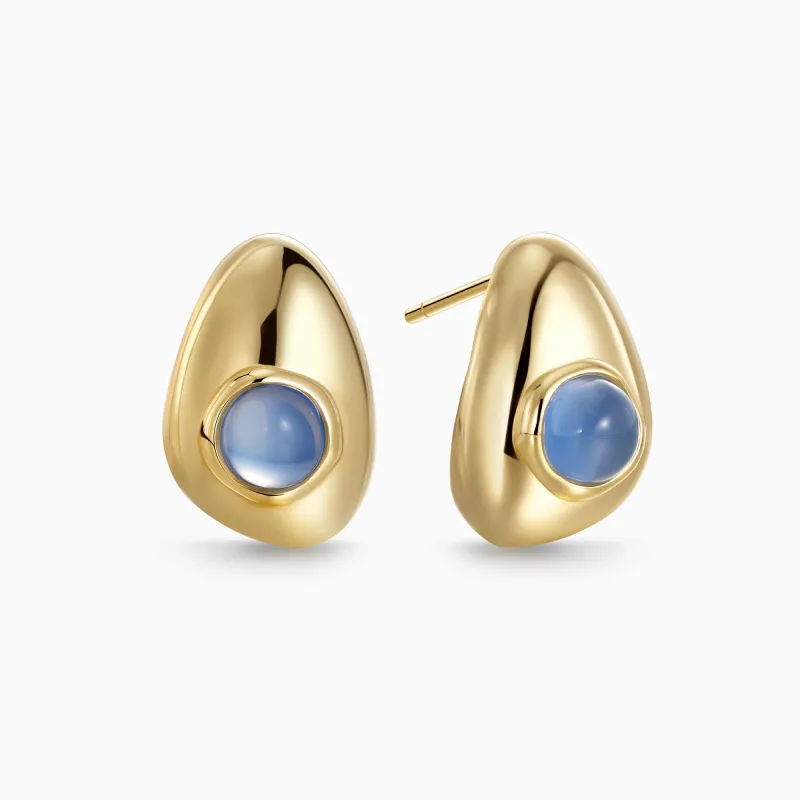 Seren Droplet Gemstone Stud Earrings sold by Vanimy Jewelry