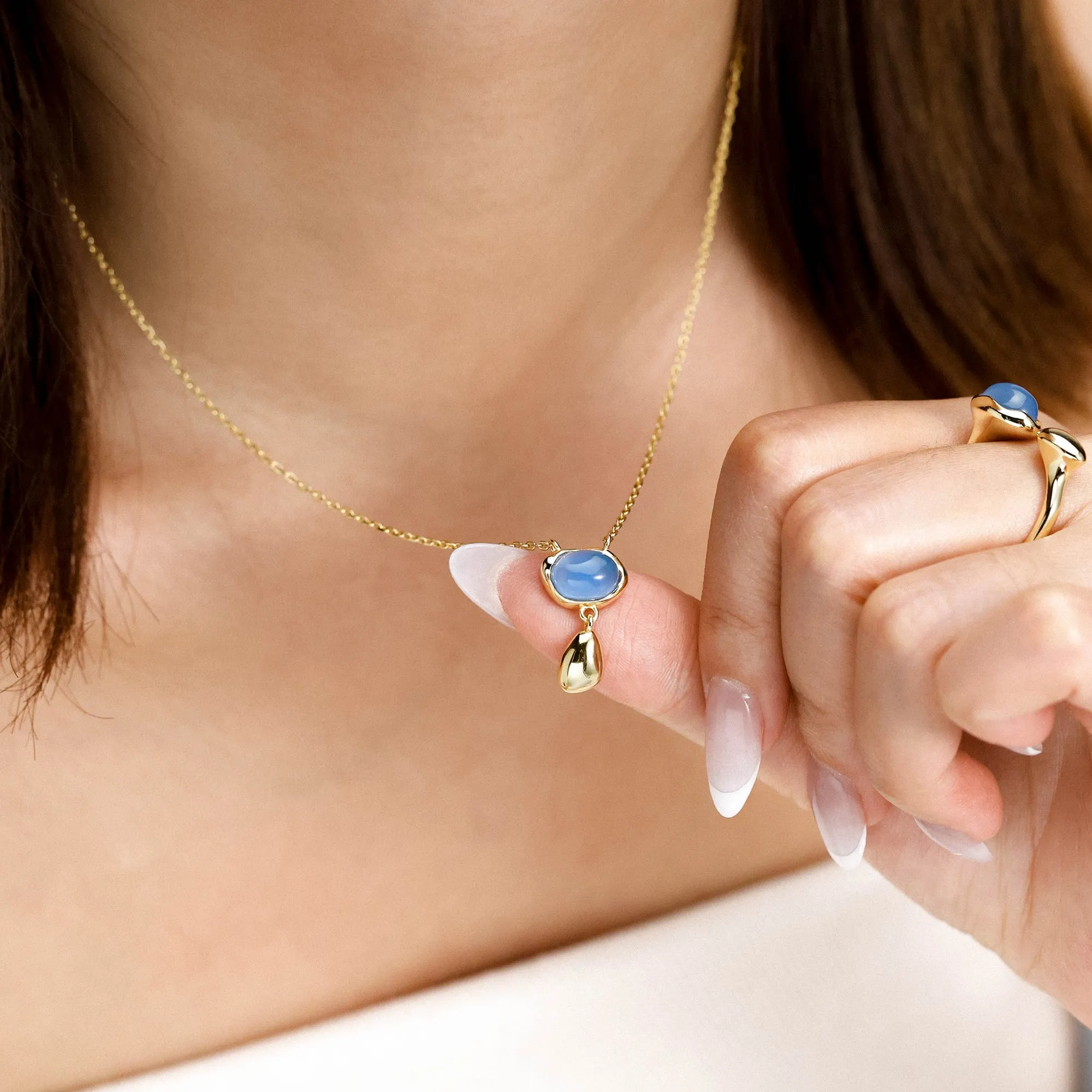 Seren Droplet Sculpted Gemstone Necklace sold by Vanimy Jewelry product image thumbnail 2