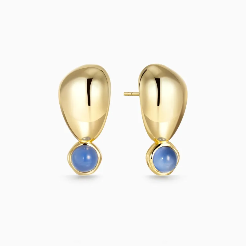 Seren Droplet Gemstone Fluid Stud Earrings sold by Vanimy Jewelry