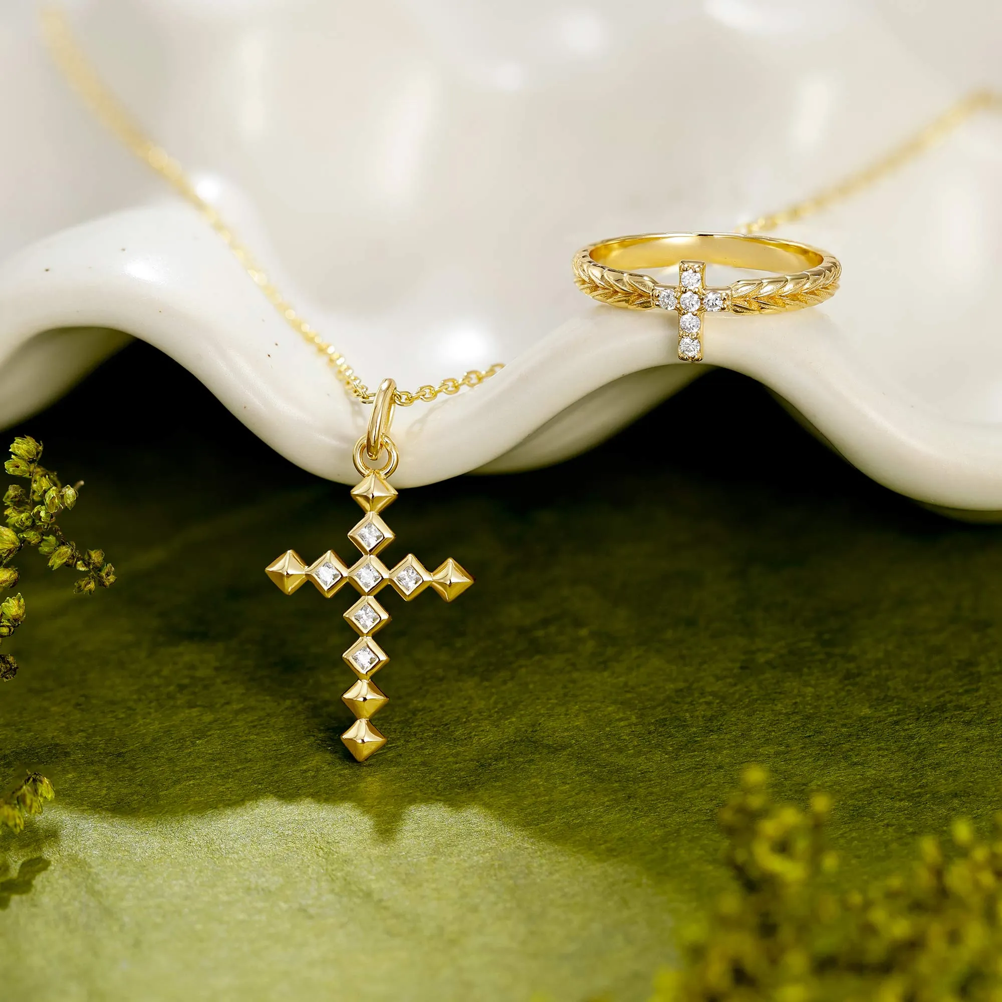 Radiant Strength Studded Cross Necklace sold by Vanimy Jewelry product image thumbnail 4