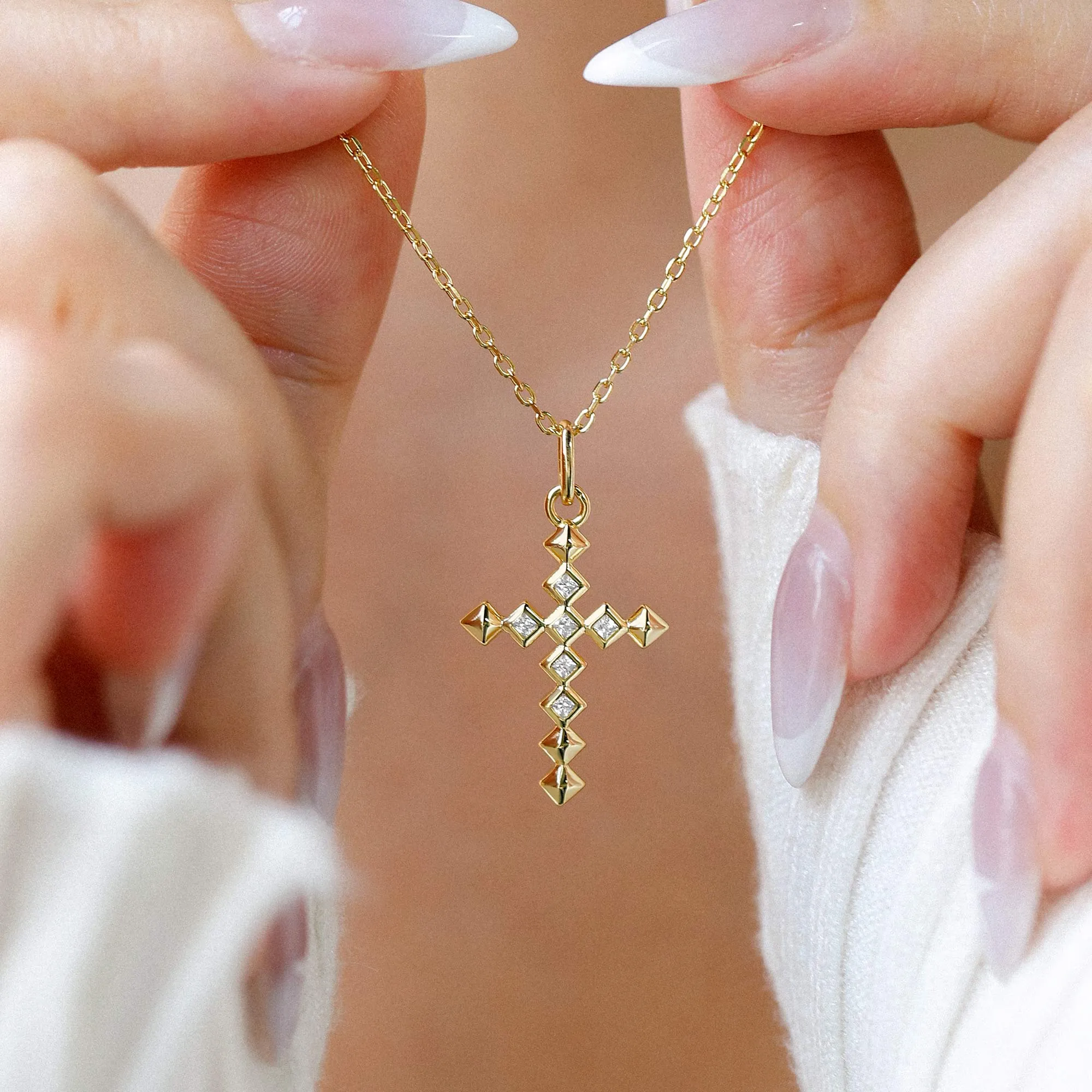 Radiant Strength Studded Cross Necklace sold by Vanimy Jewelry product image thumbnail 2
