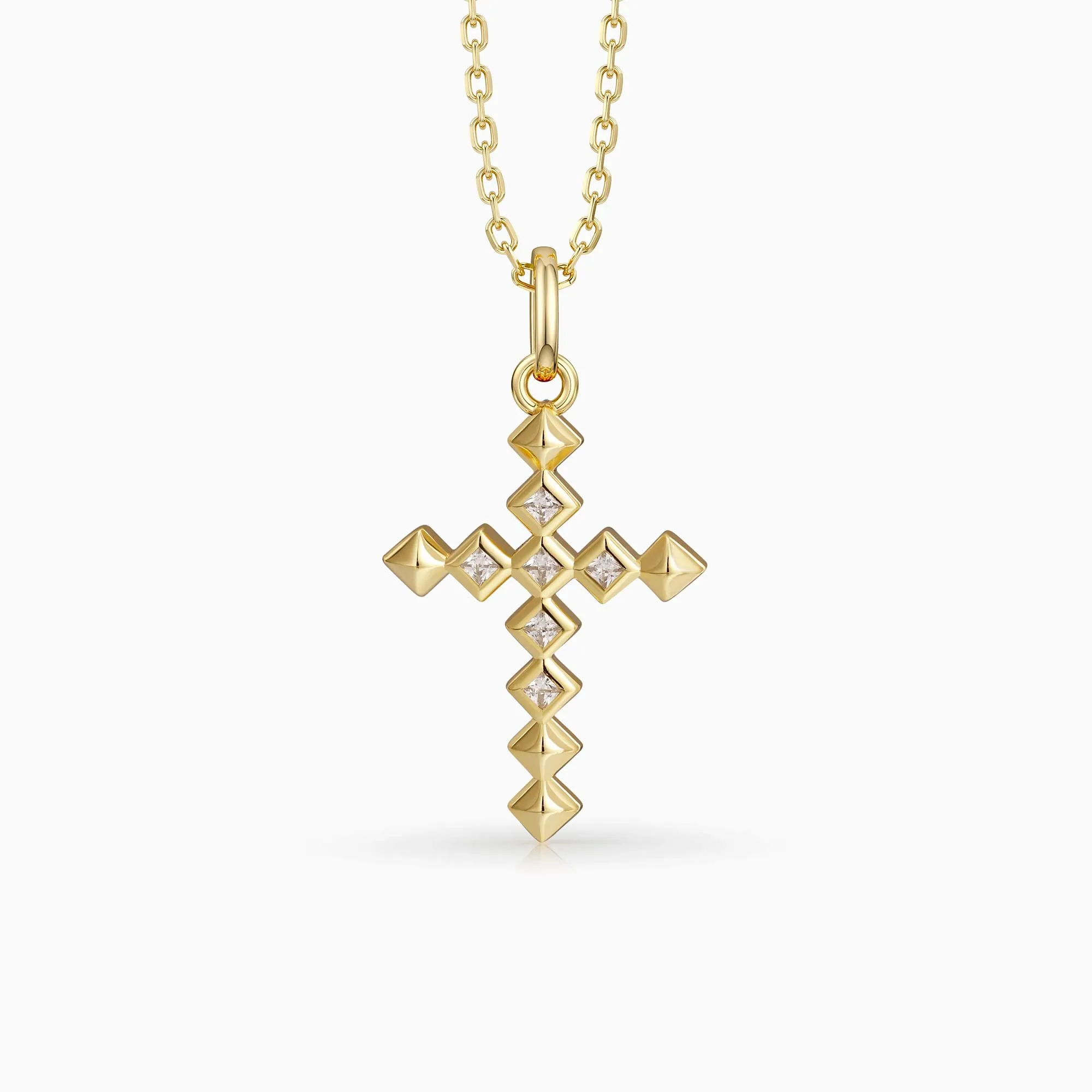 Radiant Strength Studded Cross Necklace sold by Vanimy Jewelry