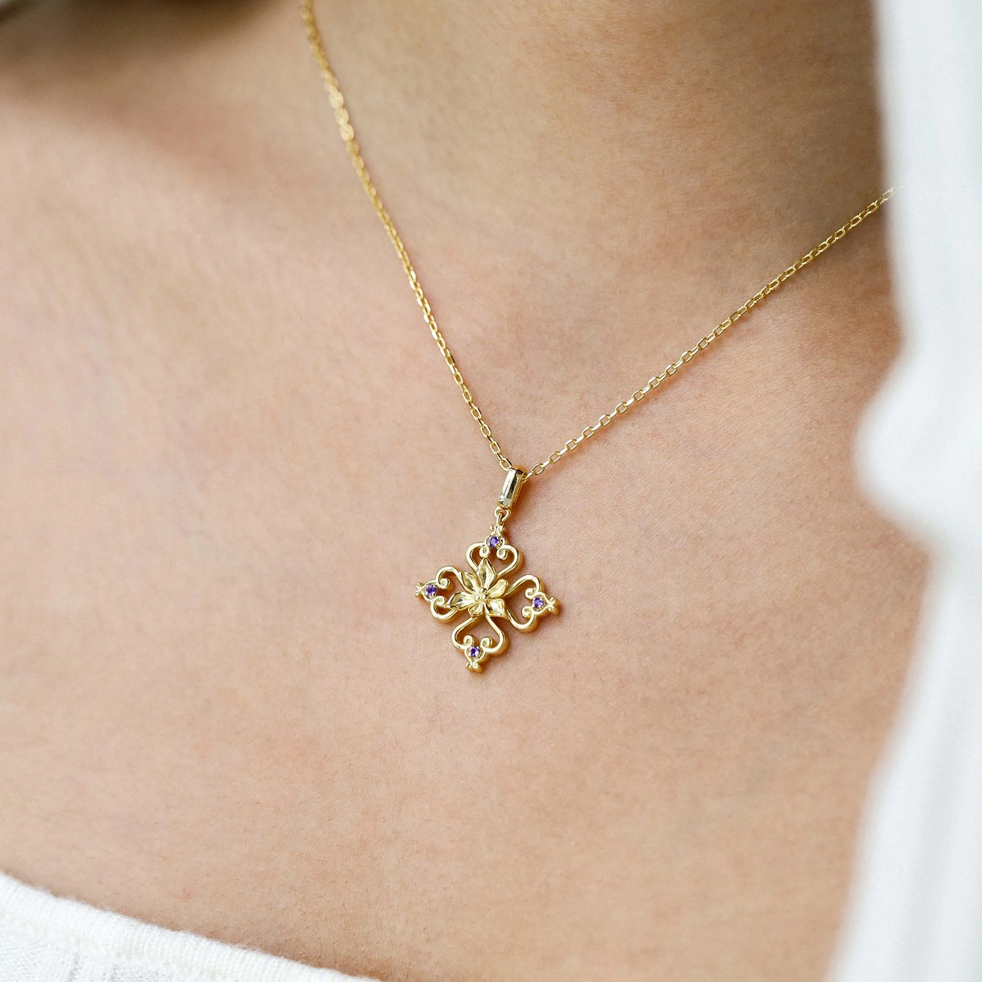 Sacred Bloom Iris Love Birth Flower Necklace sold by Vanimy Jewelry product image thumbnail 2