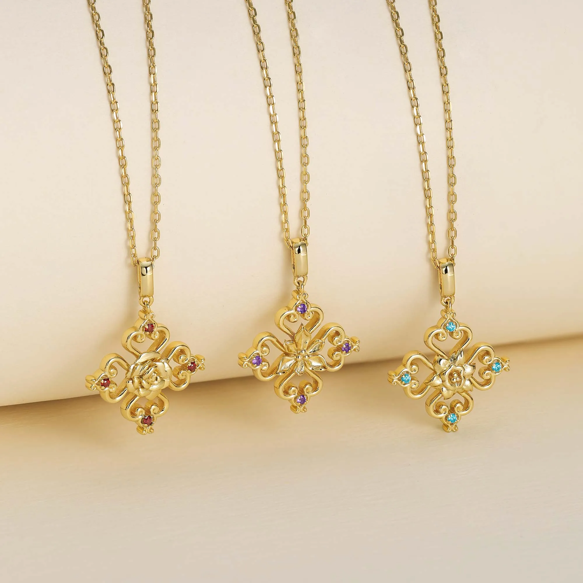 Sacred Bloom Iris Love Birth Flower Necklace sold by Vanimy Jewelry product image thumbnail 4