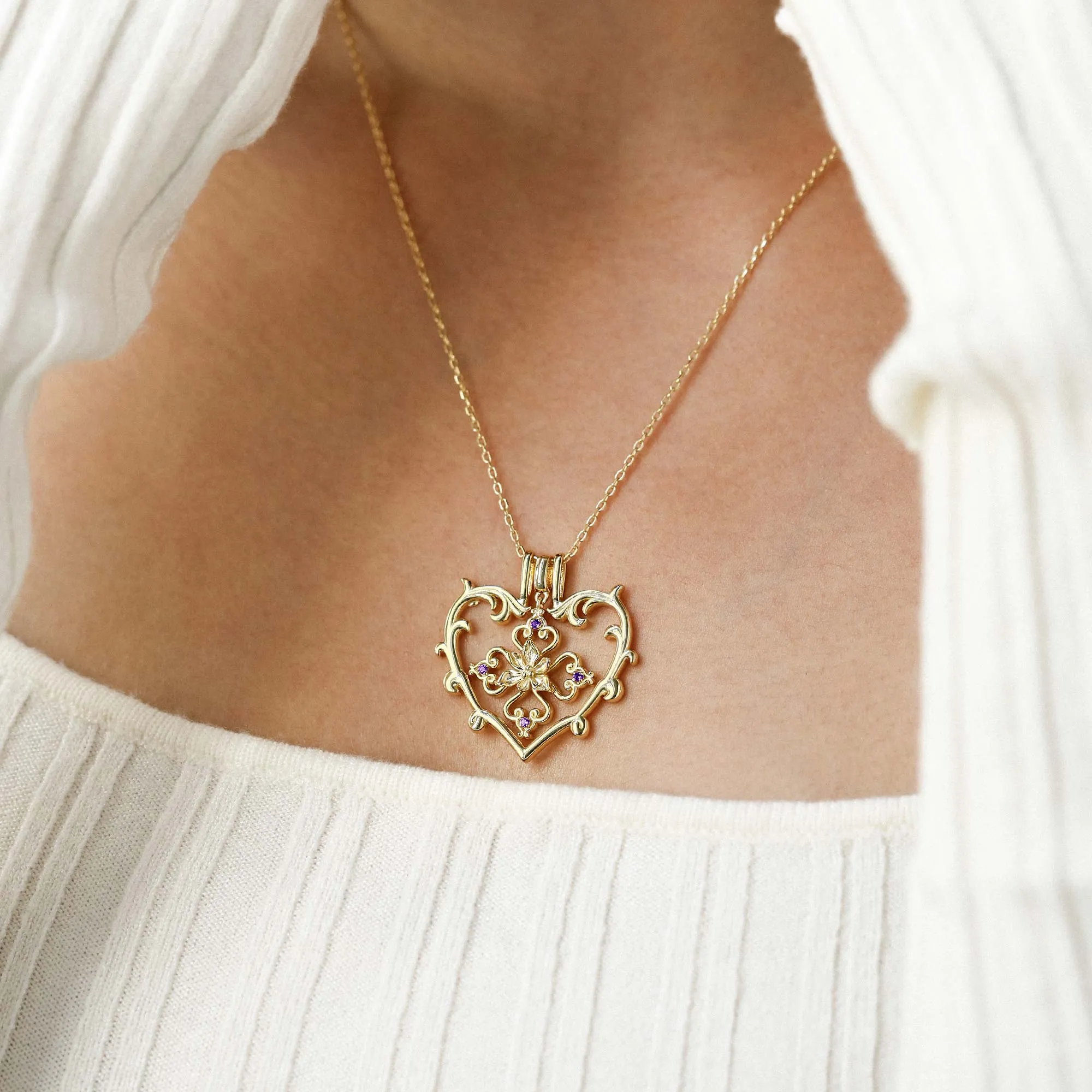 Sacred Bloom Iris Love Birth Flower Necklace sold by Vanimy Jewelry product image thumbnail 3