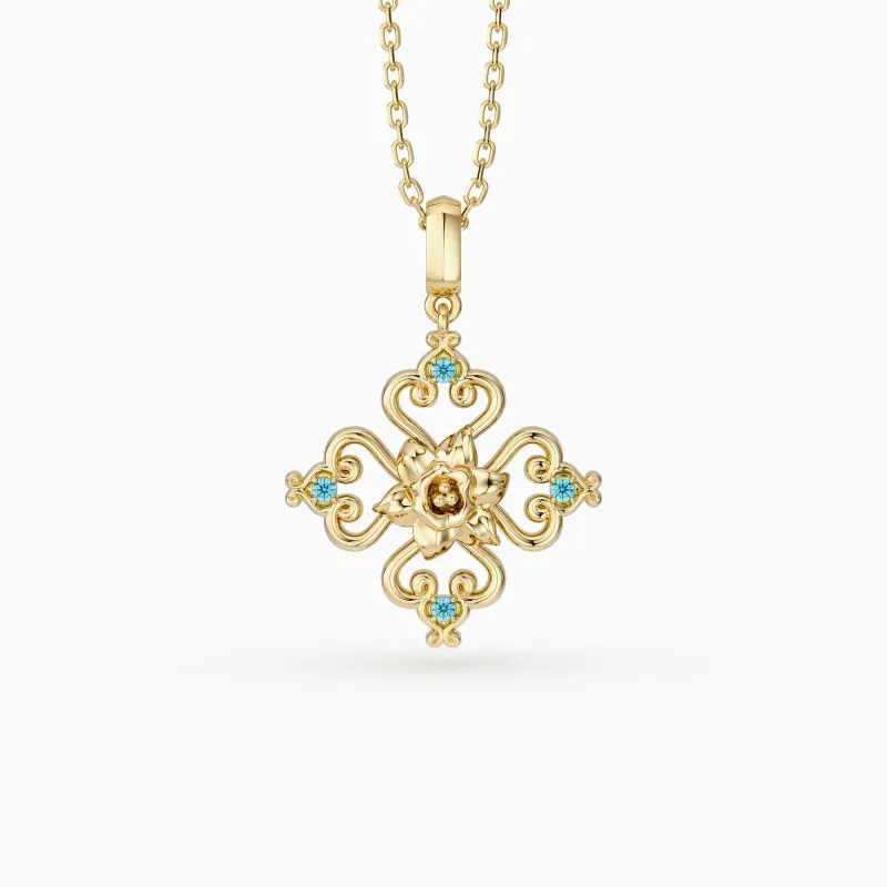 Sacred Bloom Daffodil Love Birth Flower Necklace sold by Vanimy Jewelry