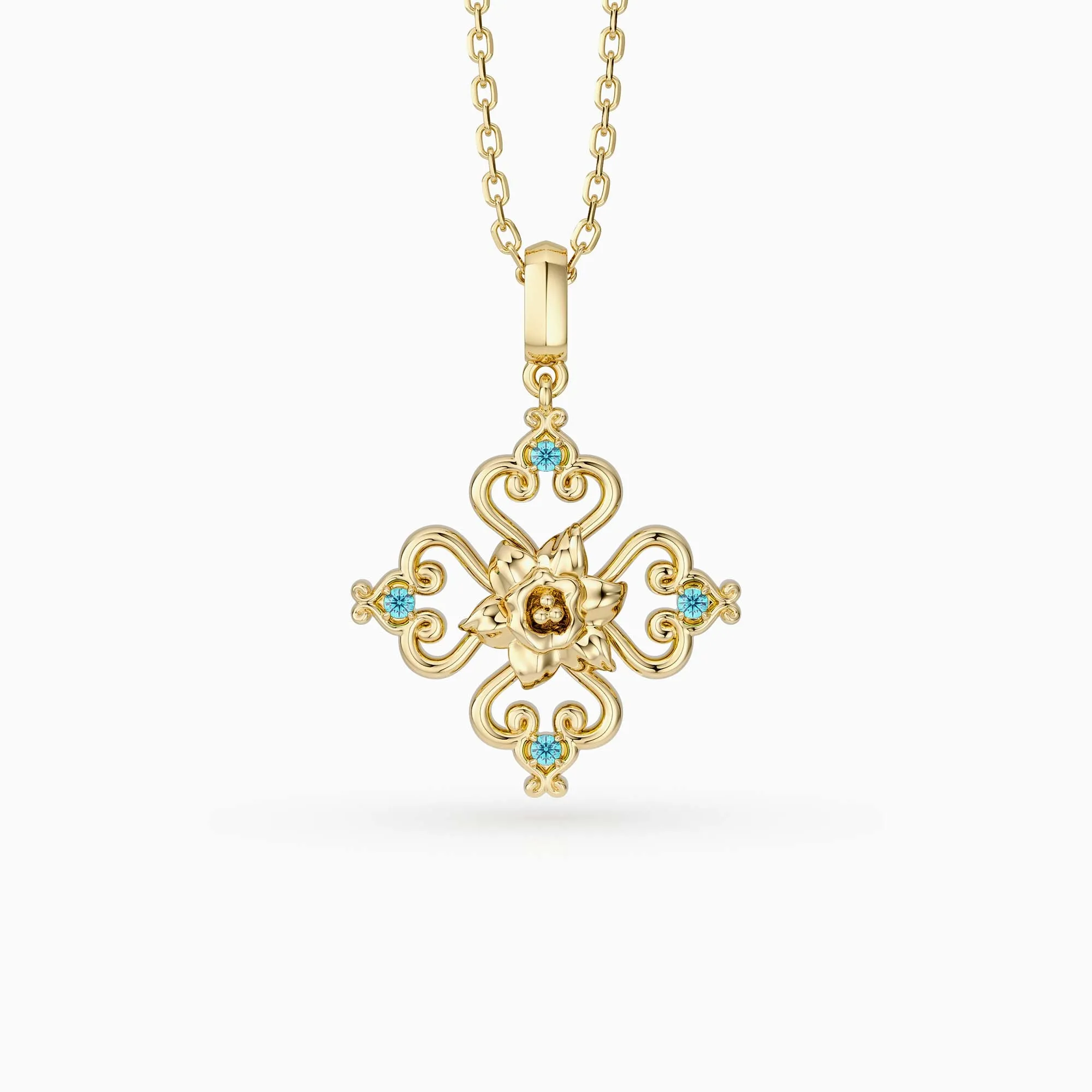 Sacred Bloom Daffodil Love Birth Flower Necklace sold by Vanimy Jewelry