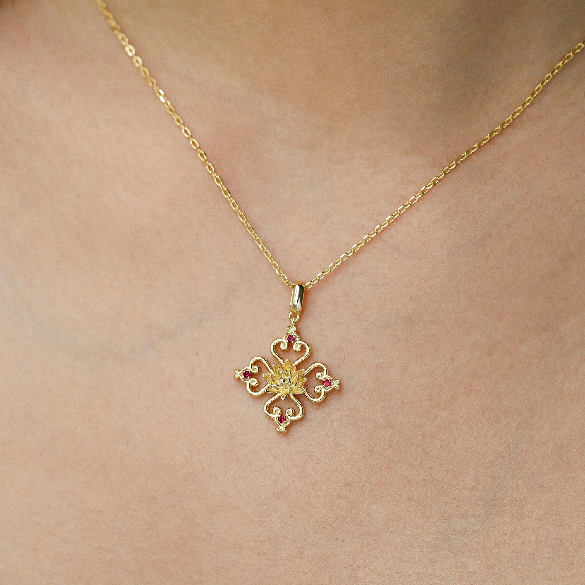 Sacred Bloom Water Lily Love Birth Flower Necklace sold by Vanimy Jewelry product image thumbnail 3