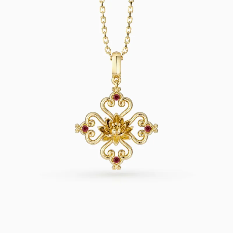 Sacred Bloom Water Lily Love Birth Flower Necklace sold by Vanimy Jewelry