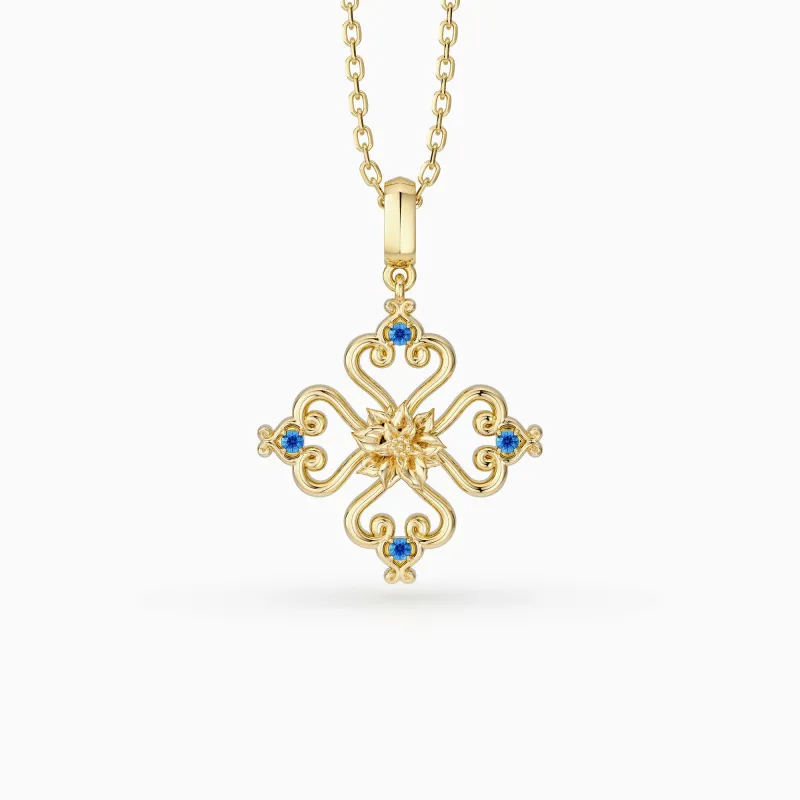 Sacred Bloom Poinsettia Love Birth Flower Necklace sold by Vanimy Jewelry