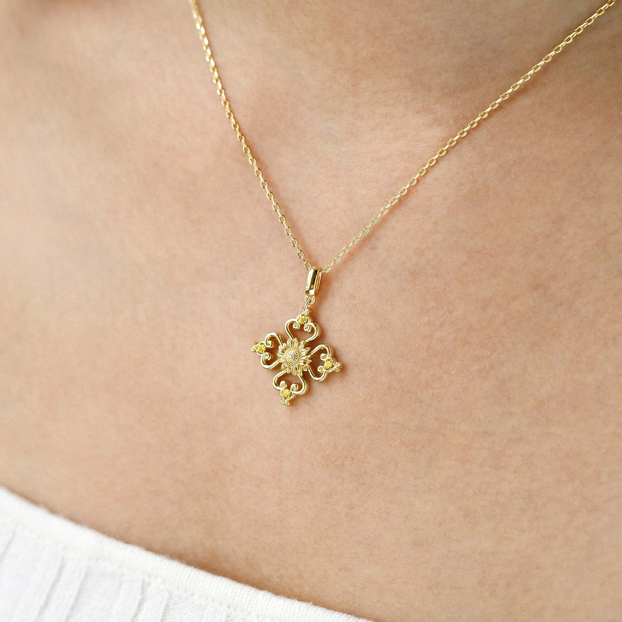 Sacred Bloom Sunflower Love Birth Flower Necklace sold by Vanimy Jewelry product image thumbnail 2