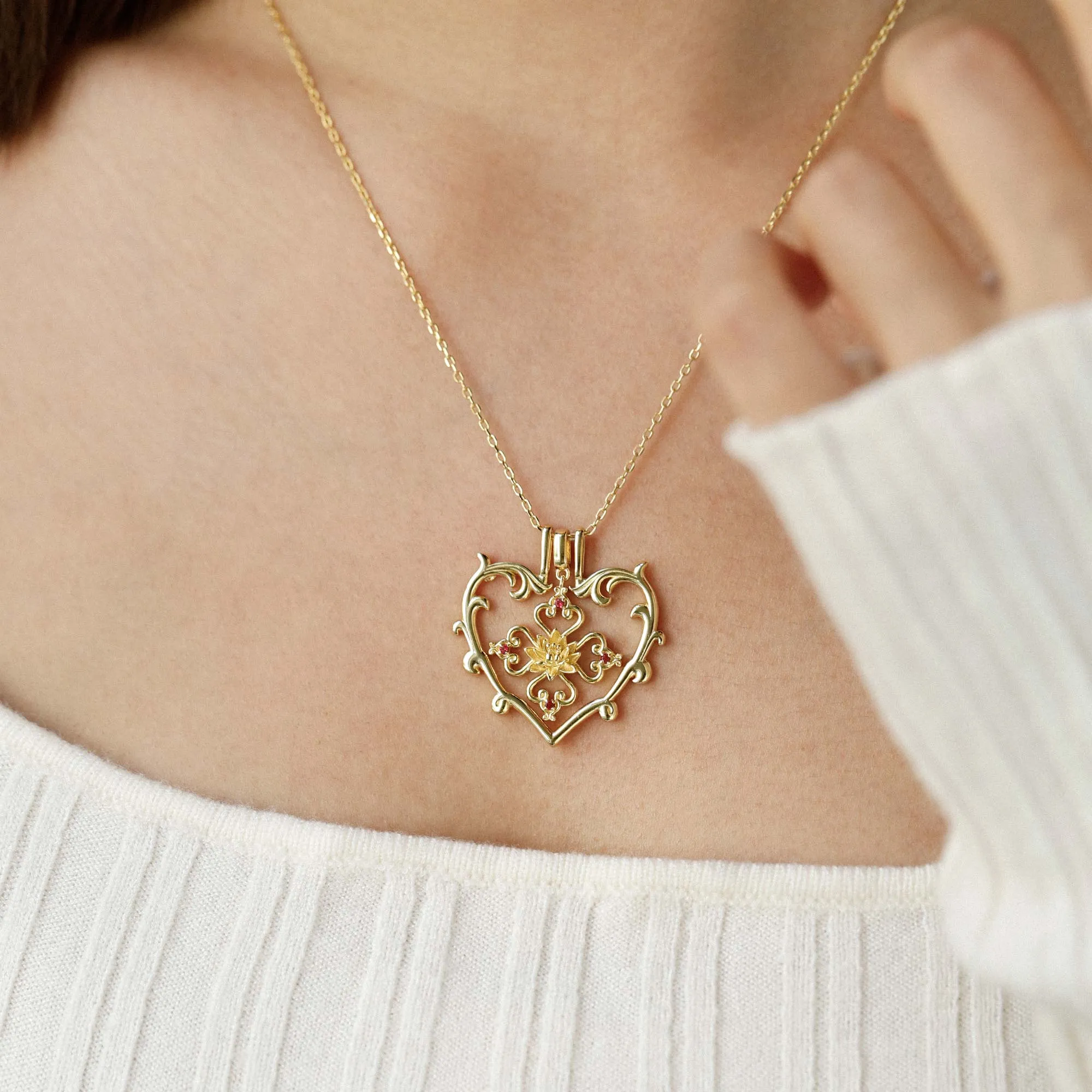 Sacred Bloom Water Lily Love Birth Flower Necklace Set sold by Vanimy Jewelry product image thumbnail 2