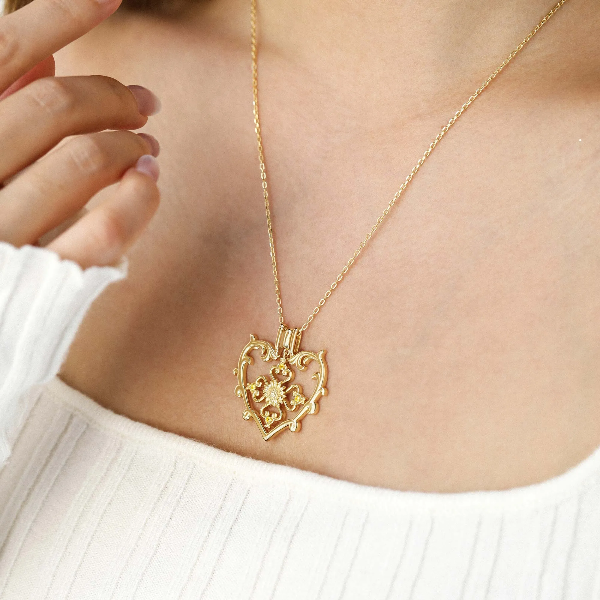 Sacred Bloom Sunflower Love Birth Flower Necklace Set sold by Vanimy Jewelry product image thumbnail 2