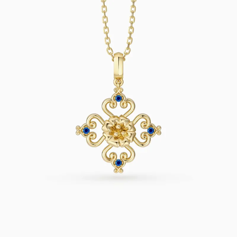 Sacred Bloom Morning Glory Love Birth Flower Necklace sold by Vanimy Jewelry