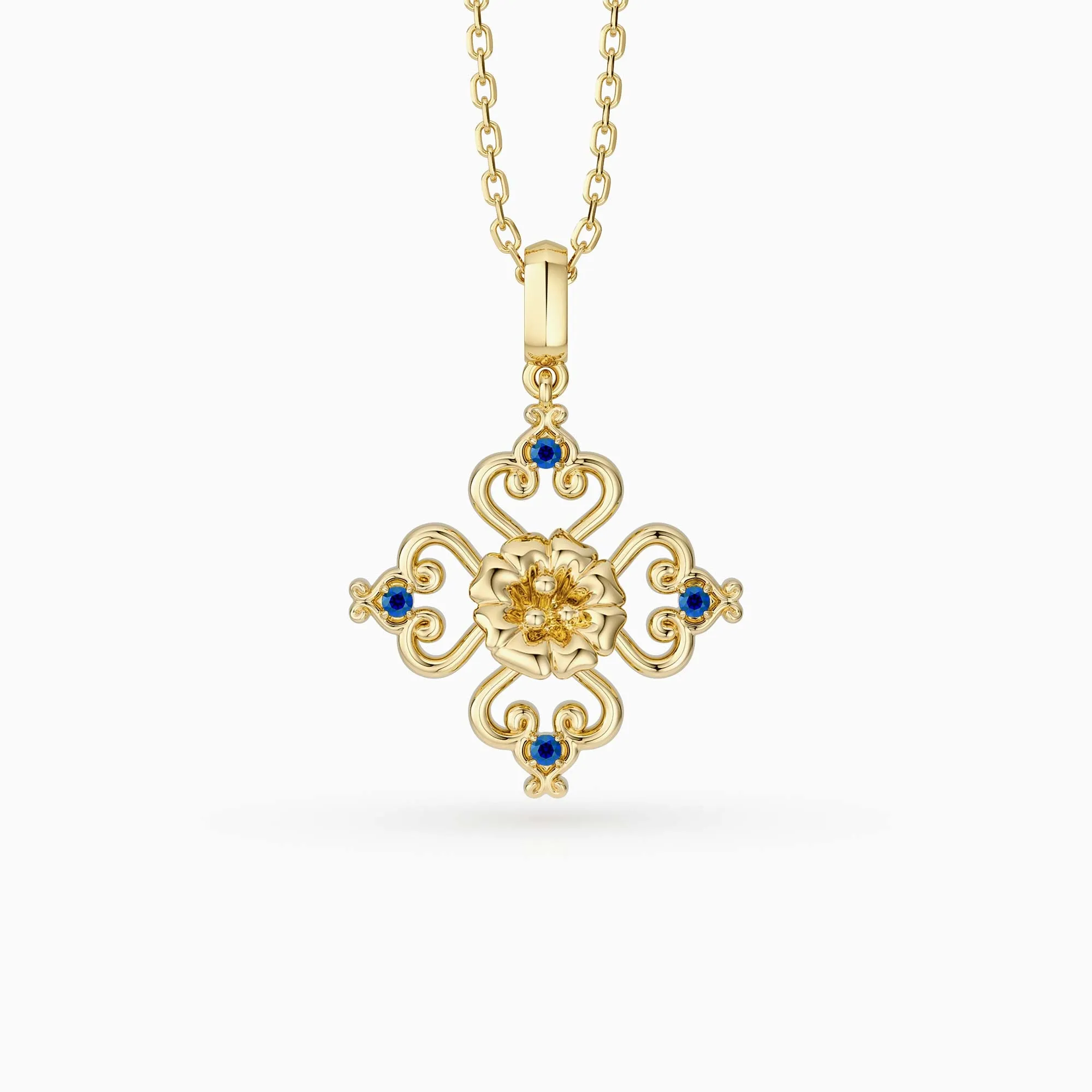 Sacred Bloom Morning Glory Love Birth Flower Necklace sold by Vanimy Jewelry