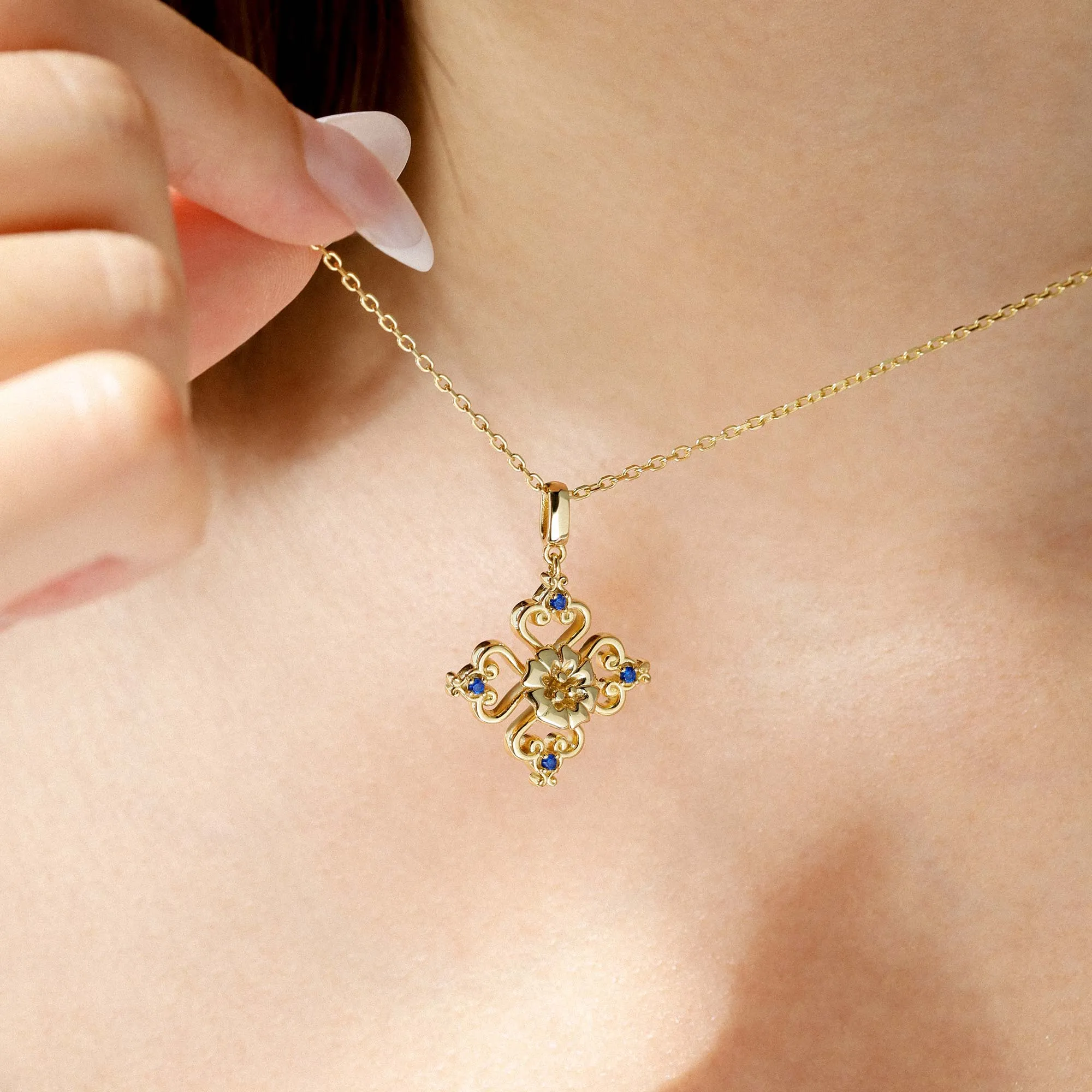 Sacred Bloom Morning Glory Love Birth Flower Necklace sold by Vanimy Jewelry product image thumbnail 2
