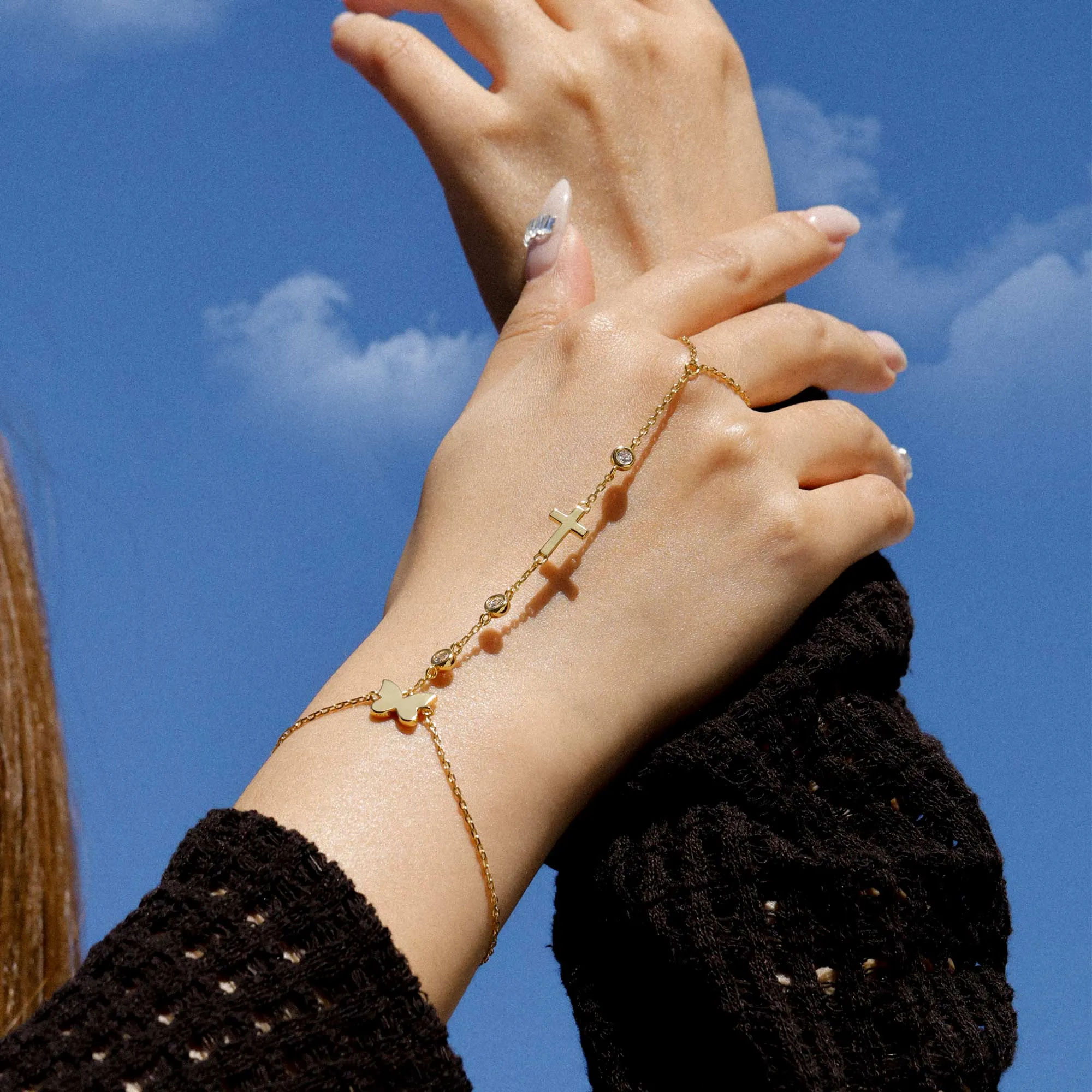 Anastasia Butterfly Cross Hand Chain sold by Vanimy Jewelry product image thumbnail 4