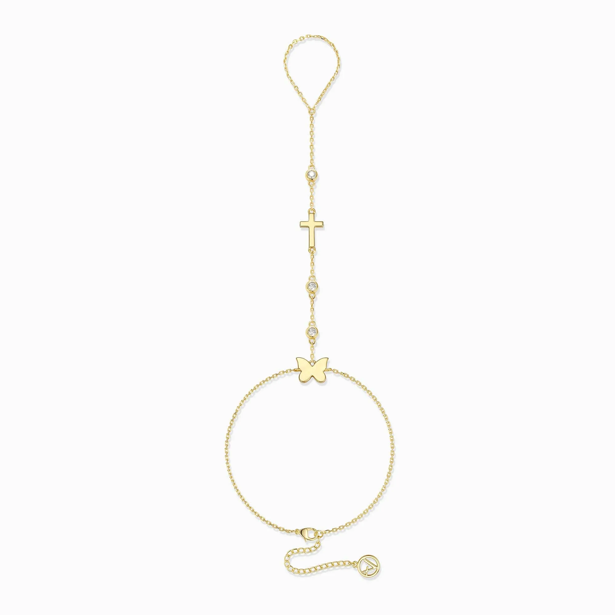 Anastasia Butterfly Cross Hand Chain sold by Vanimy Jewelry