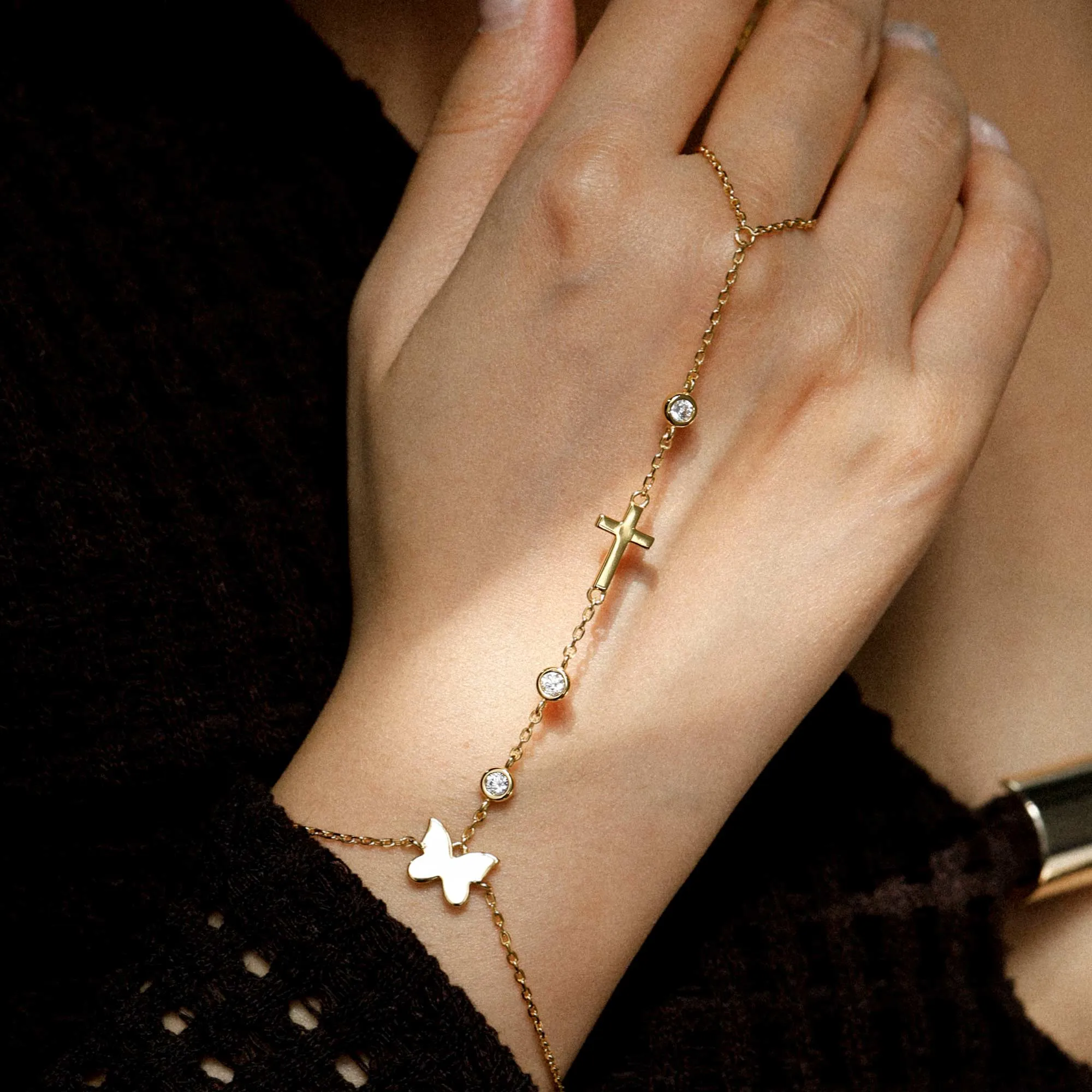 Anastasia Butterfly Cross Hand Chain sold by Vanimy Jewelry product image thumbnail 2