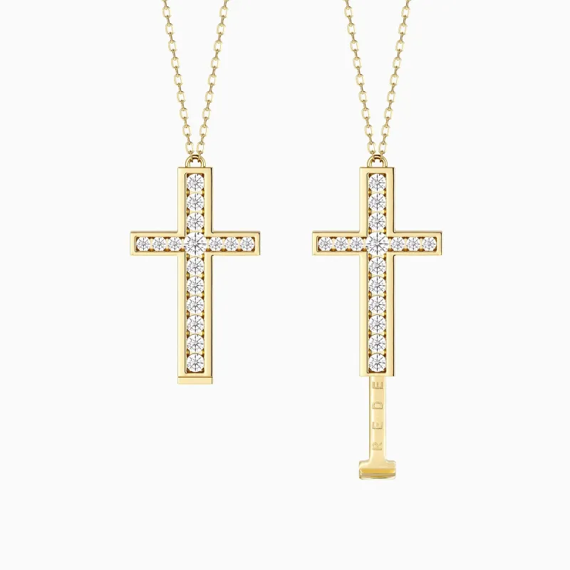 Anastasia Personalized Hidden Message Pavé Cross Necklace sold by Vanimy Jewelry