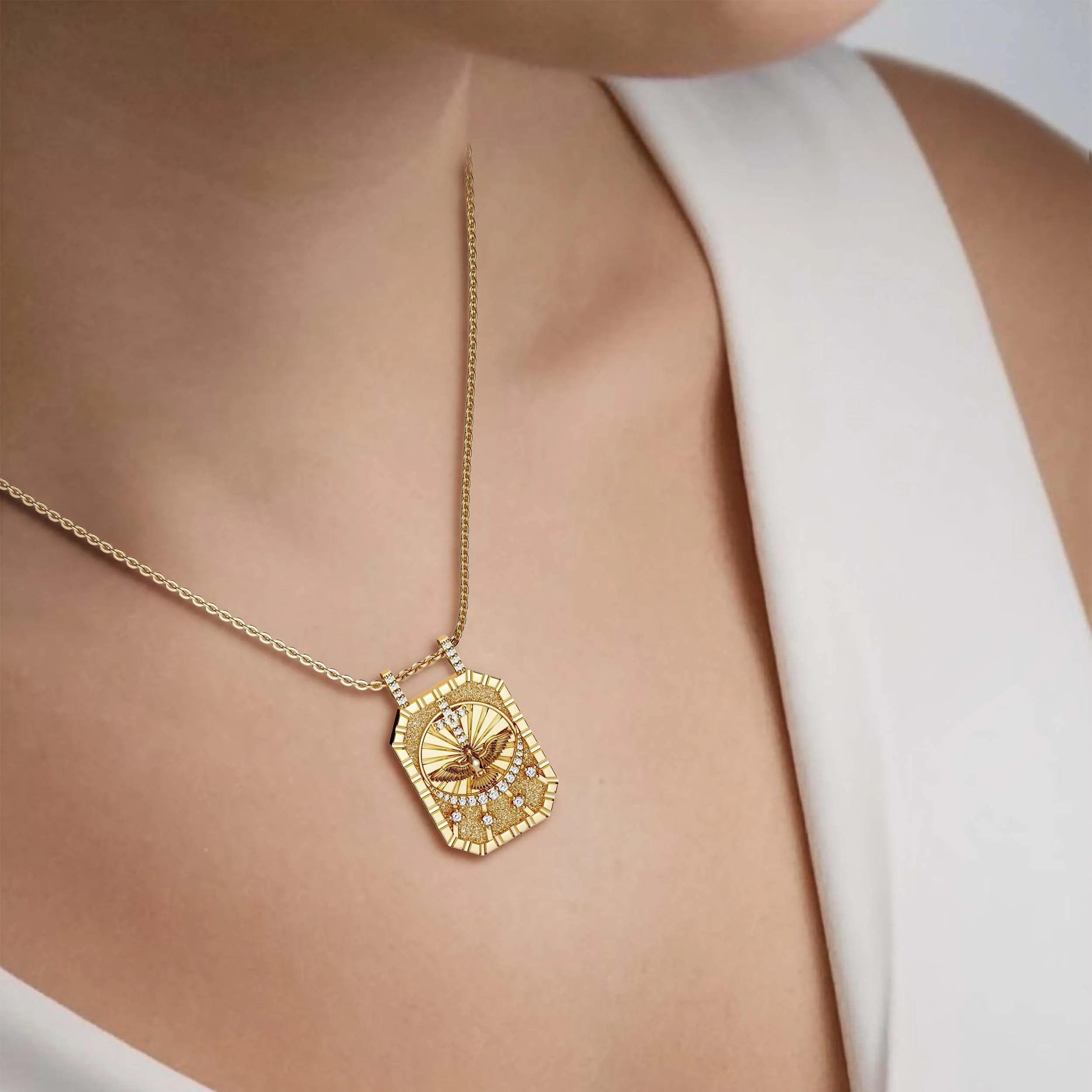 Divine Cross Dove Celestial Protection Medallion Pendant Scapular Necklace sold by Vanimy Jewelry product image thumbnail 2