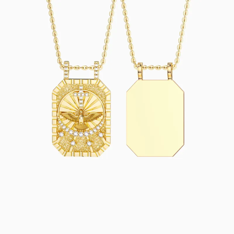 Divine Cross Dove Celestial Protection Medallion Pendant Scapular Necklace sold by Vanimy Jewelry