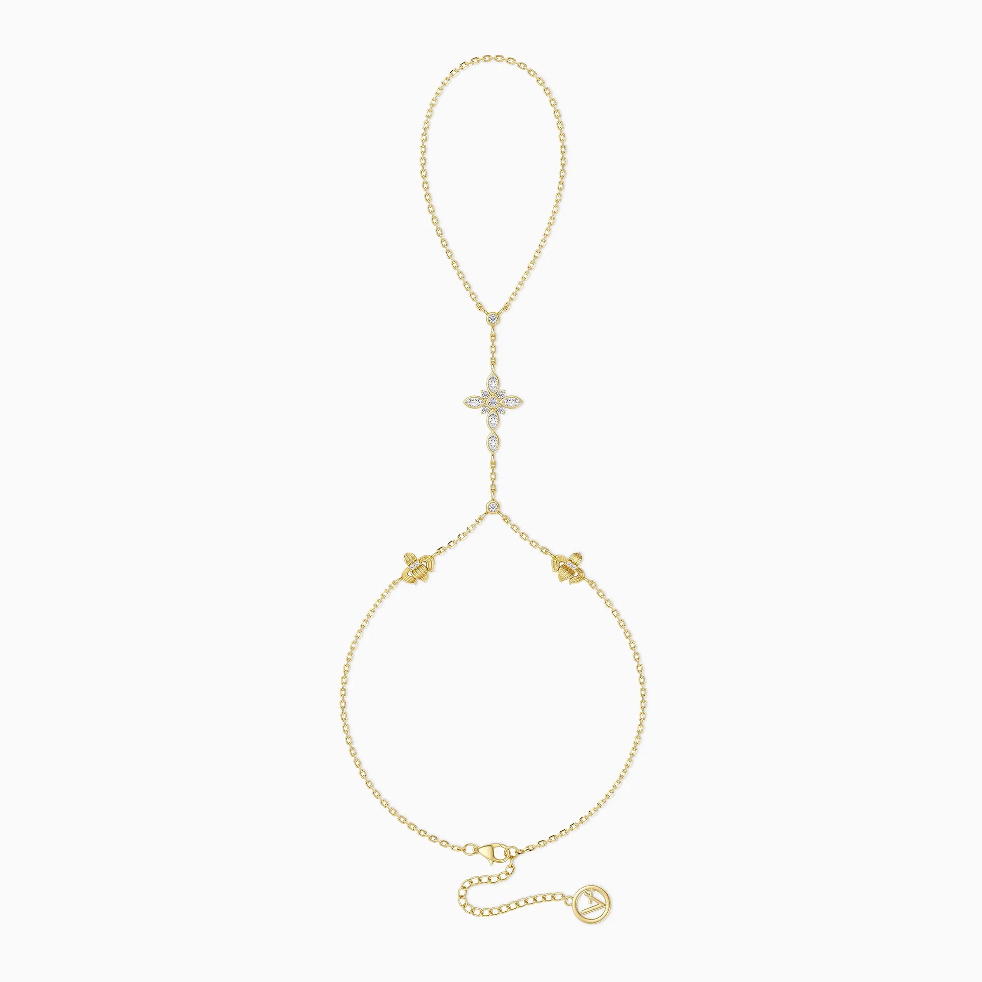 Byzantine Cross Iris February Birth Flower Hand Chain sold by Vanimy Jewelry