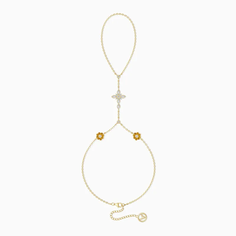 Byzantine Cross Water Lily July Birth Flower Hand Chain sold by Vanimy Jewelry