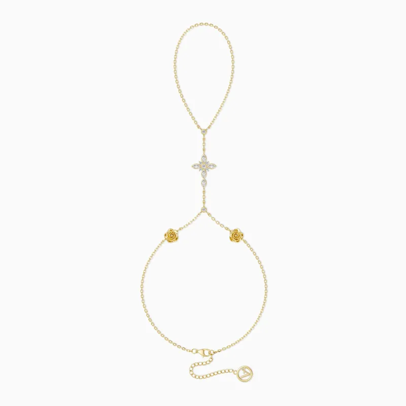 Byzantine Cross Rose June Birth Flower Hand Chain sold by Vanimy Jewelry
