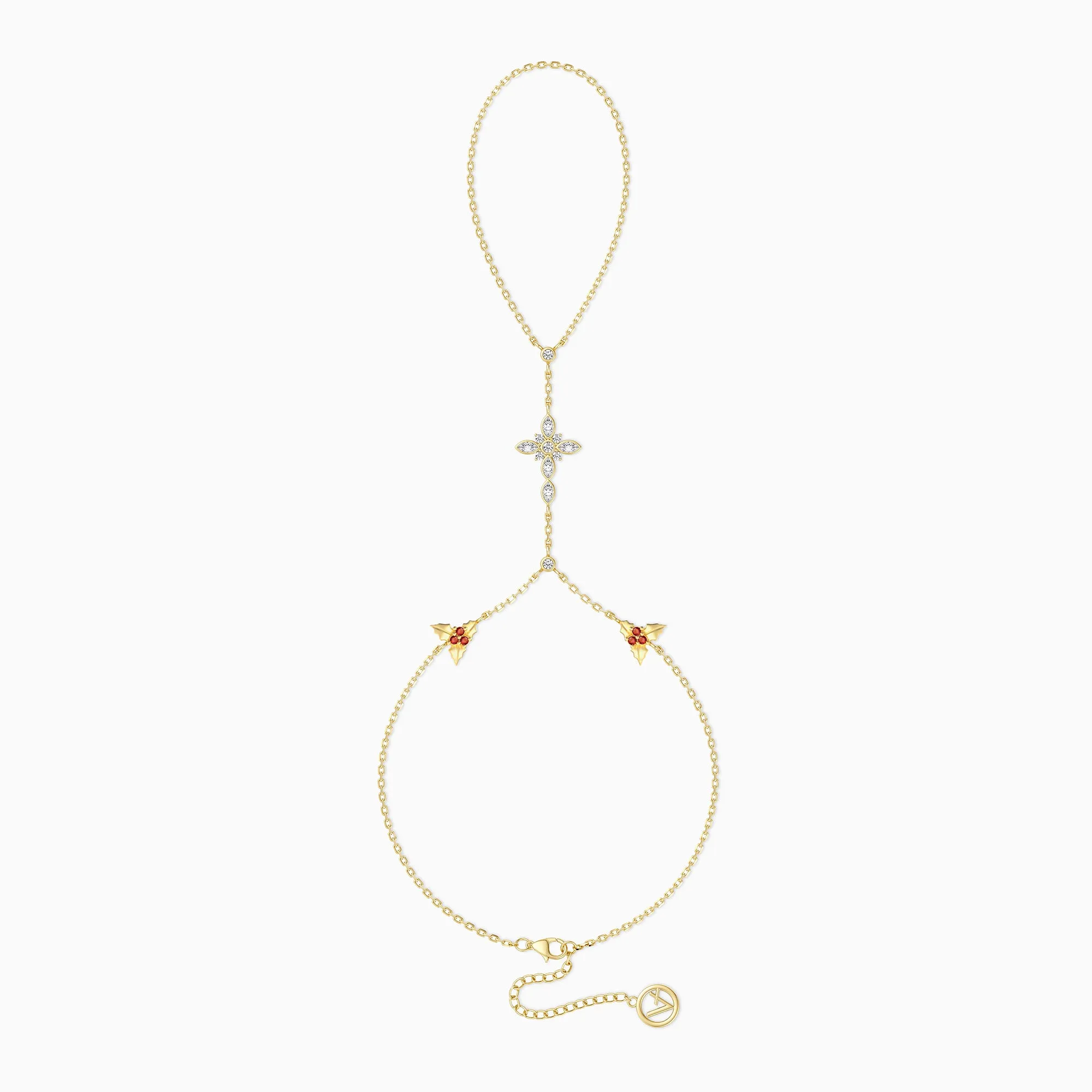 Byzantine Cross Holly December Birth Flower Hand Chain sold by Vanimy Jewelry