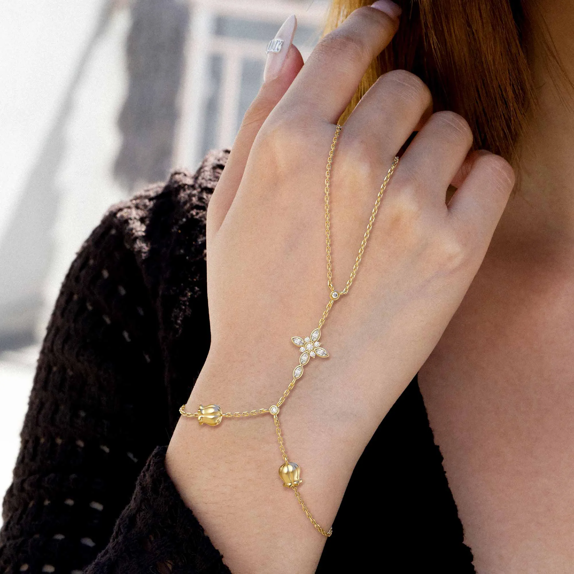 Byzantine Cross Birth Flower Hand Chain sold by Vanimy Jewelry product image thumbnail 3