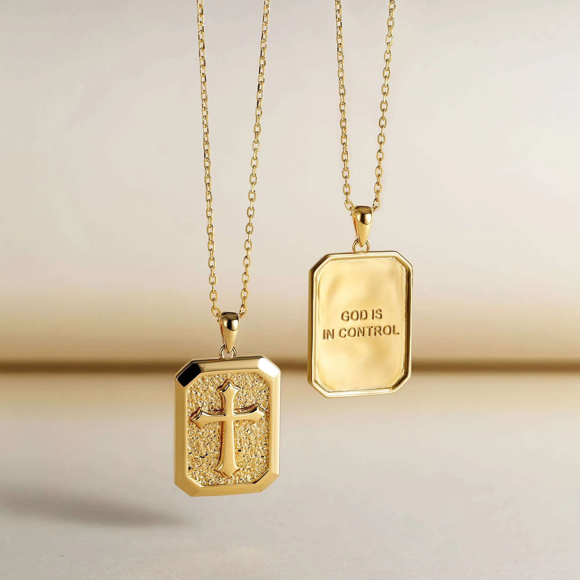 God Is In Control Cross Medallion Pendant Engraved Necklace sold by Vanimy Jewelry product image thumbnail 2
