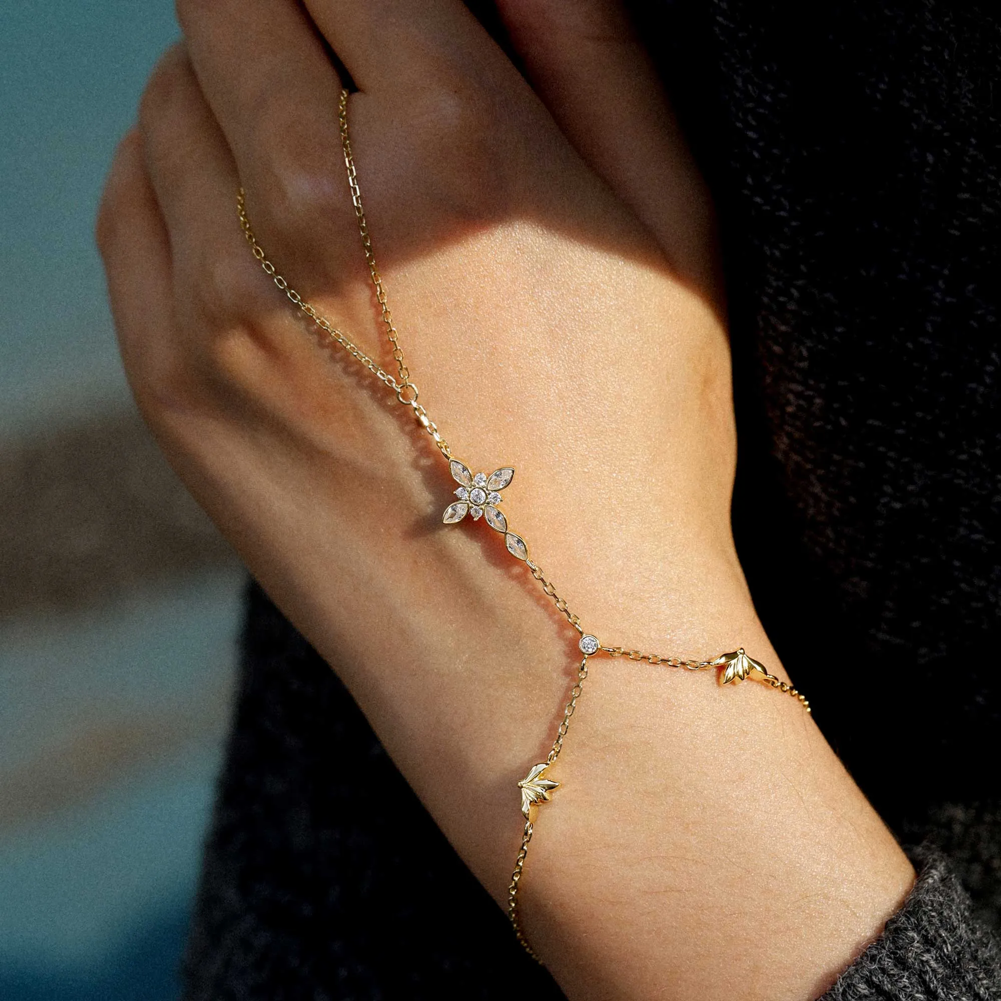 Byzantine Cross Snowdrop January Birth Flower Hand Chain sold by Vanimy Jewelry product image thumbnail 3