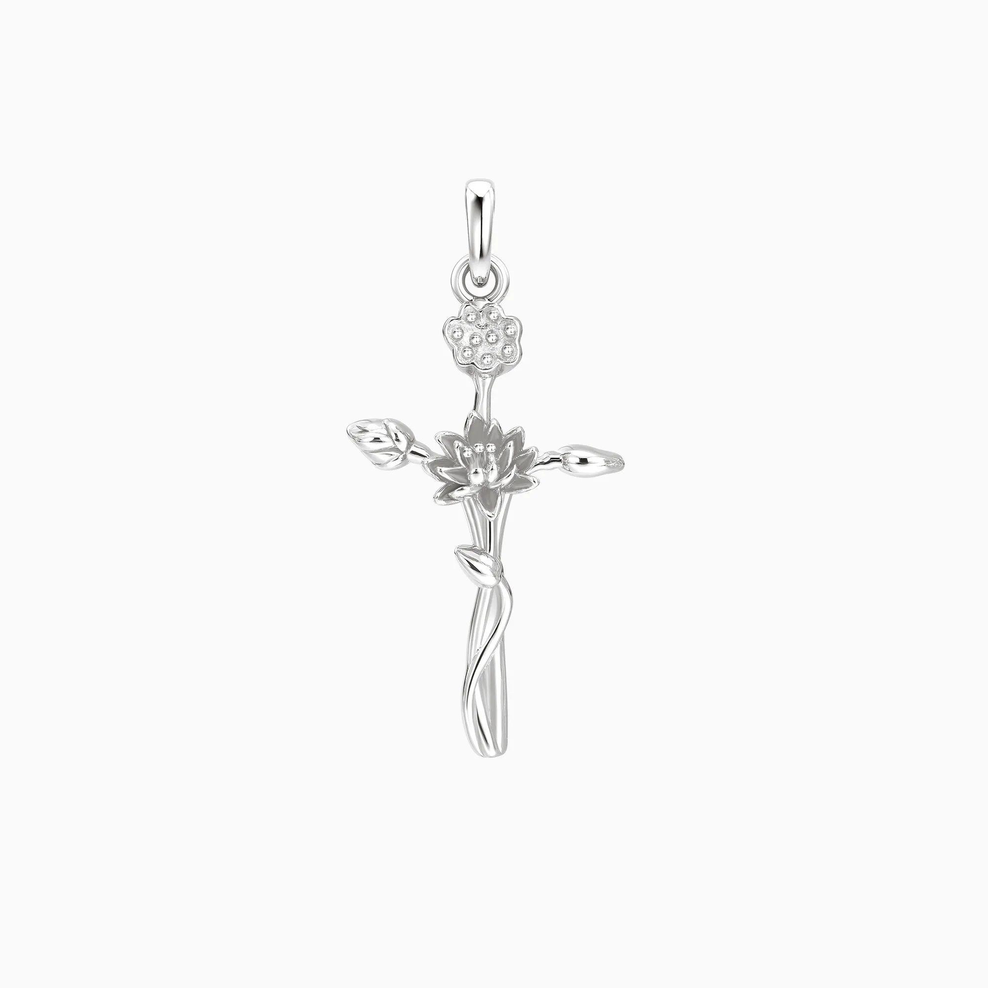14K Solid Gold Water Lily Floral Cross Pendant sold by Vanimy Jewelry product image thumbnail 4