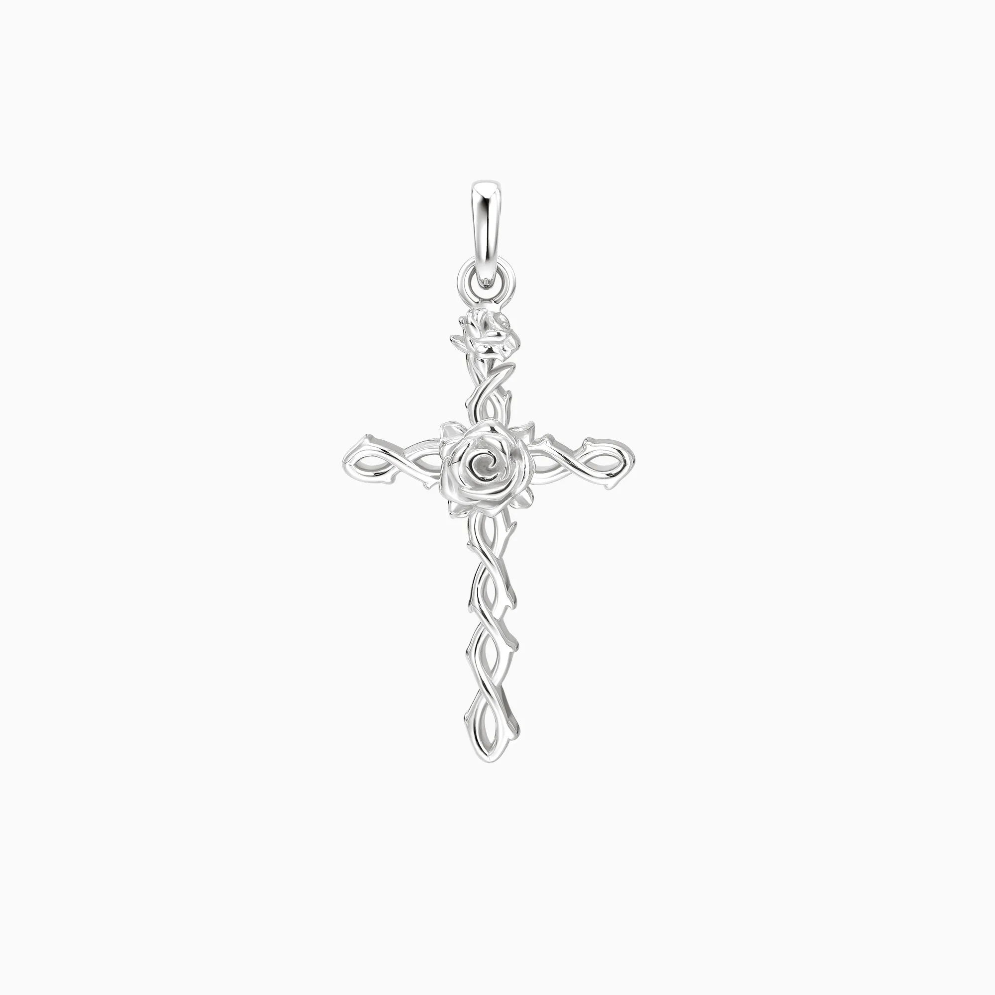 14K Solid Gold Rose Floral Cross Pendant sold by Vanimy Jewelry product image thumbnail 5