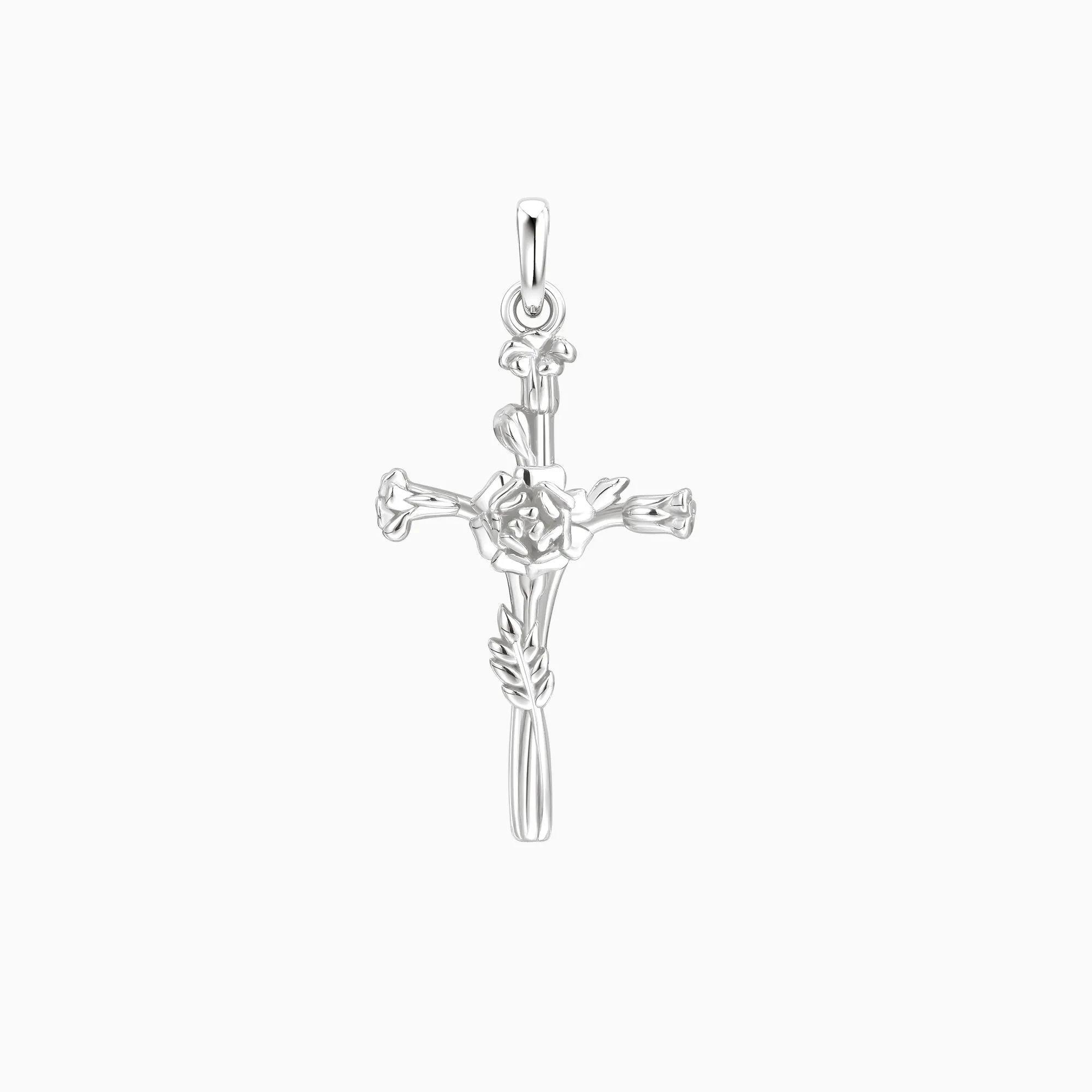 14K Solid Gold Marigold Floral Cross Pendant sold by Vanimy Jewelry product image thumbnail 4