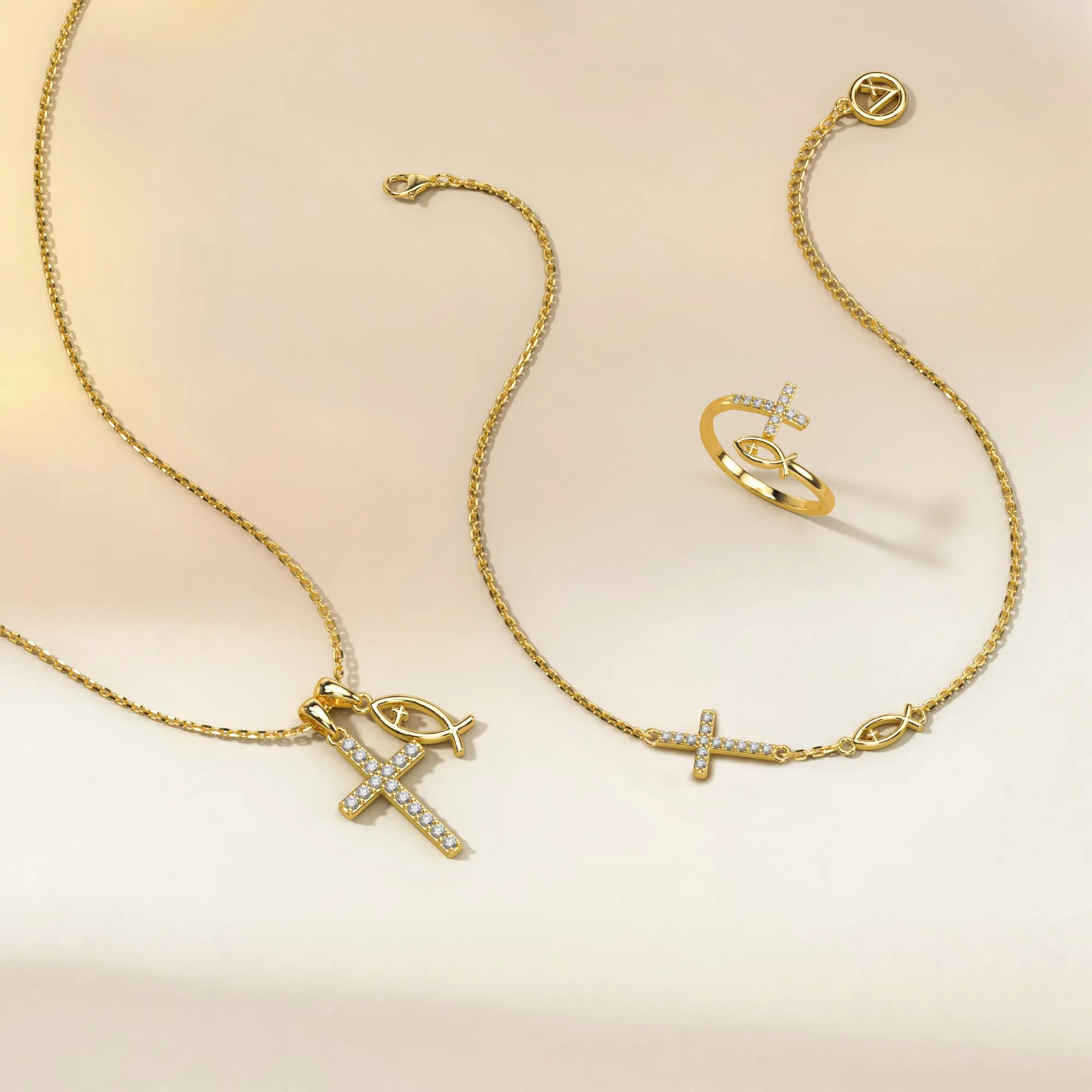 We Will be With You Cross Ichthys Necklace sold by Vanimy Jewelry product image thumbnail 5