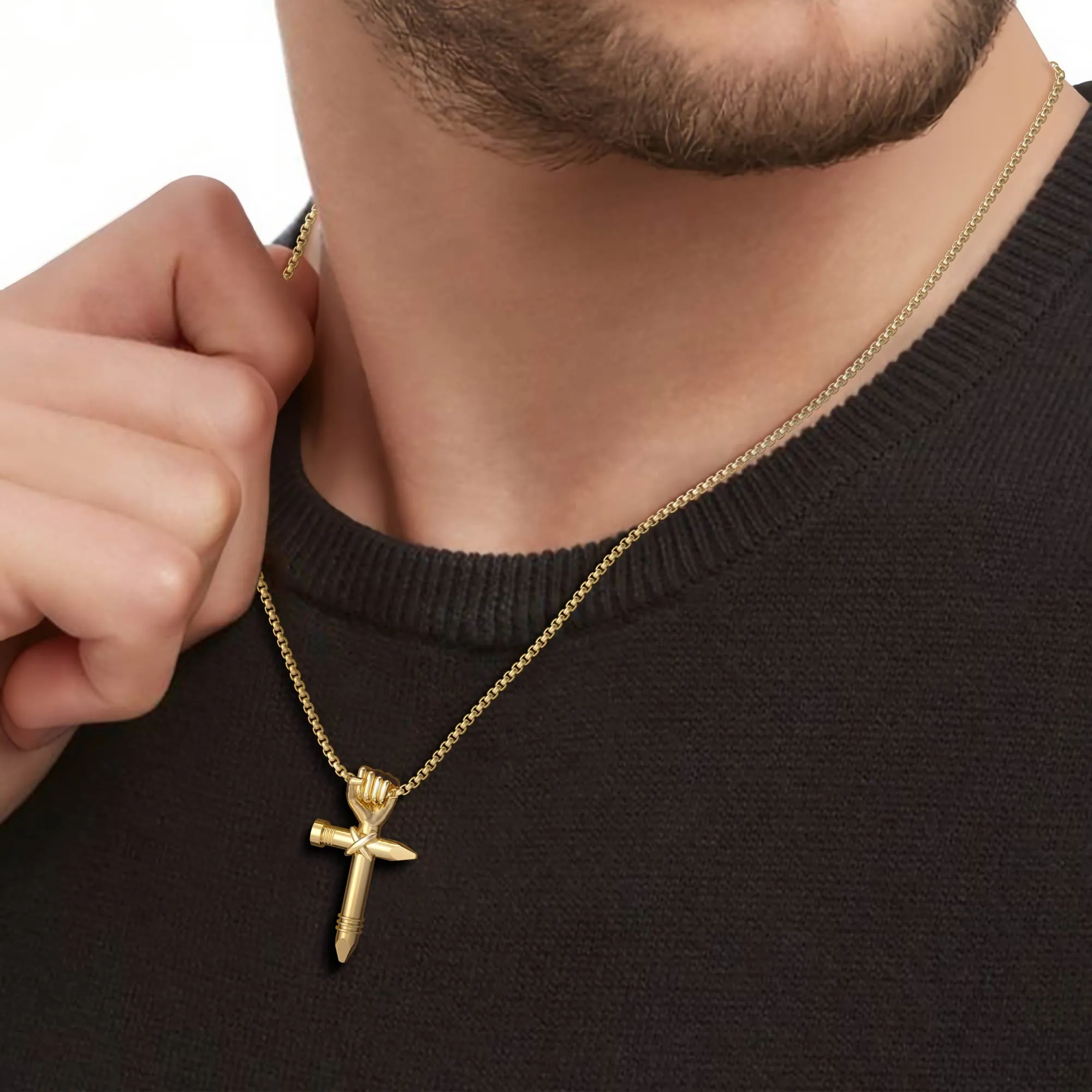 Unity Fist Cross Pendant Necklace sold by Vanimy Jewelry product image thumbnail 3