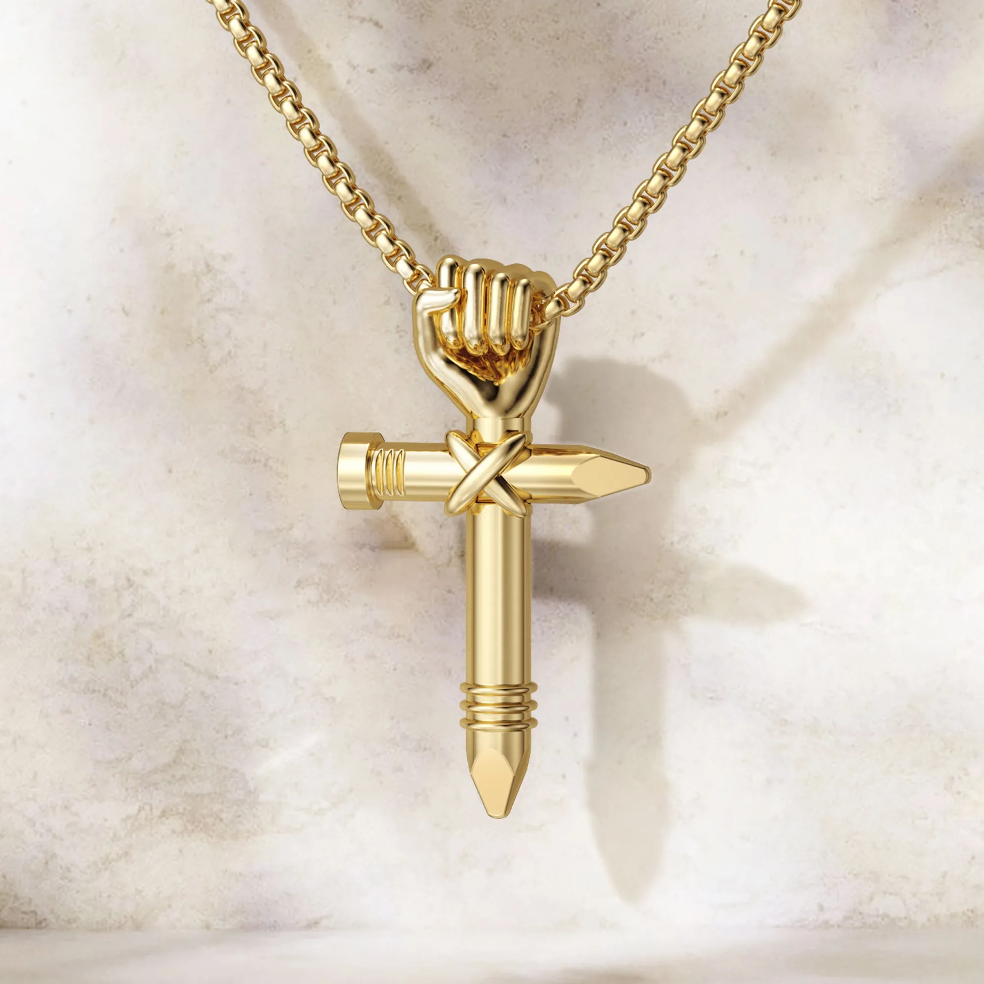 Unity Fist Cross Pendant Necklace sold by Vanimy Jewelry product image thumbnail 2