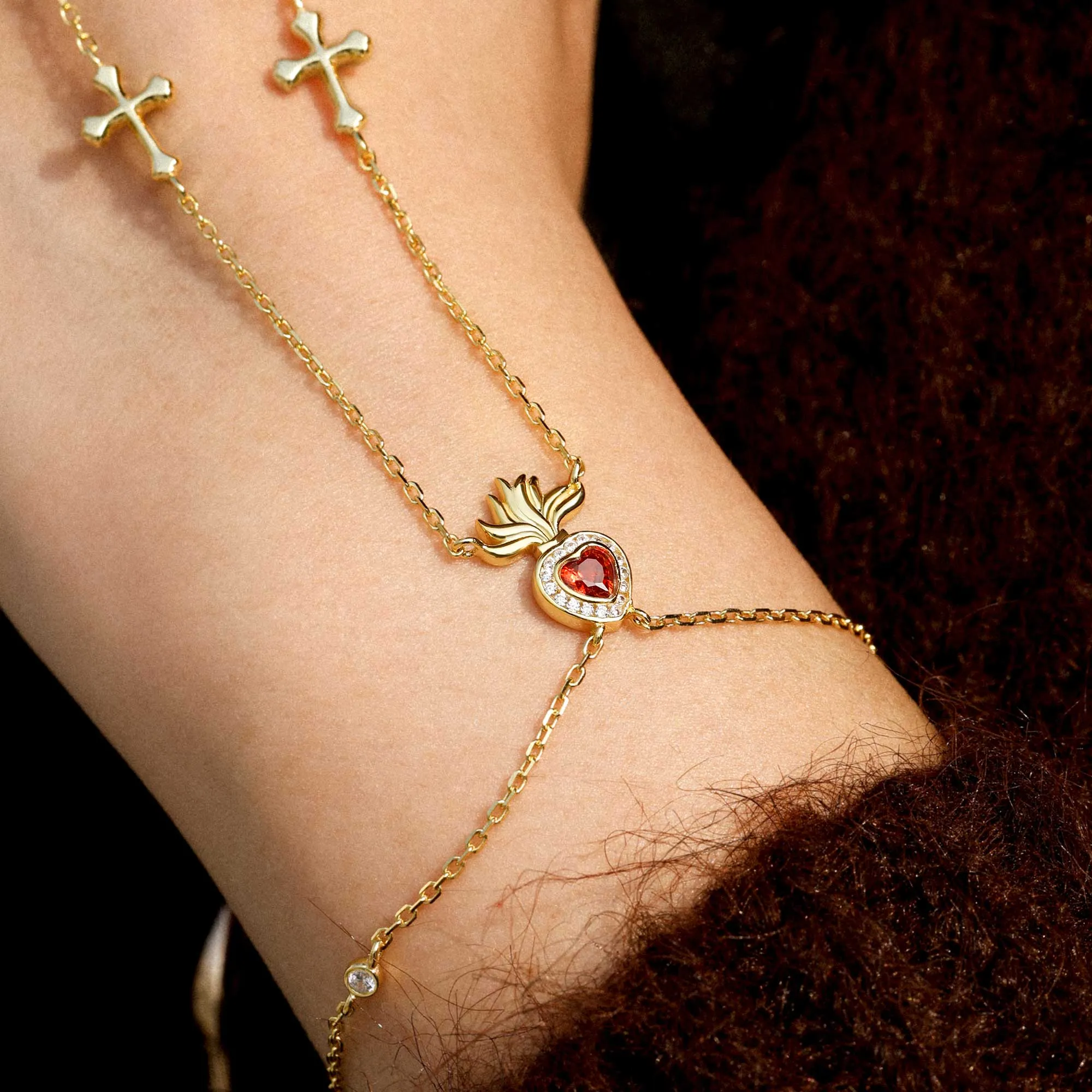 Sacred Heart Cross Hand Chain sold by Vanimy Jewelry product image thumbnail 5