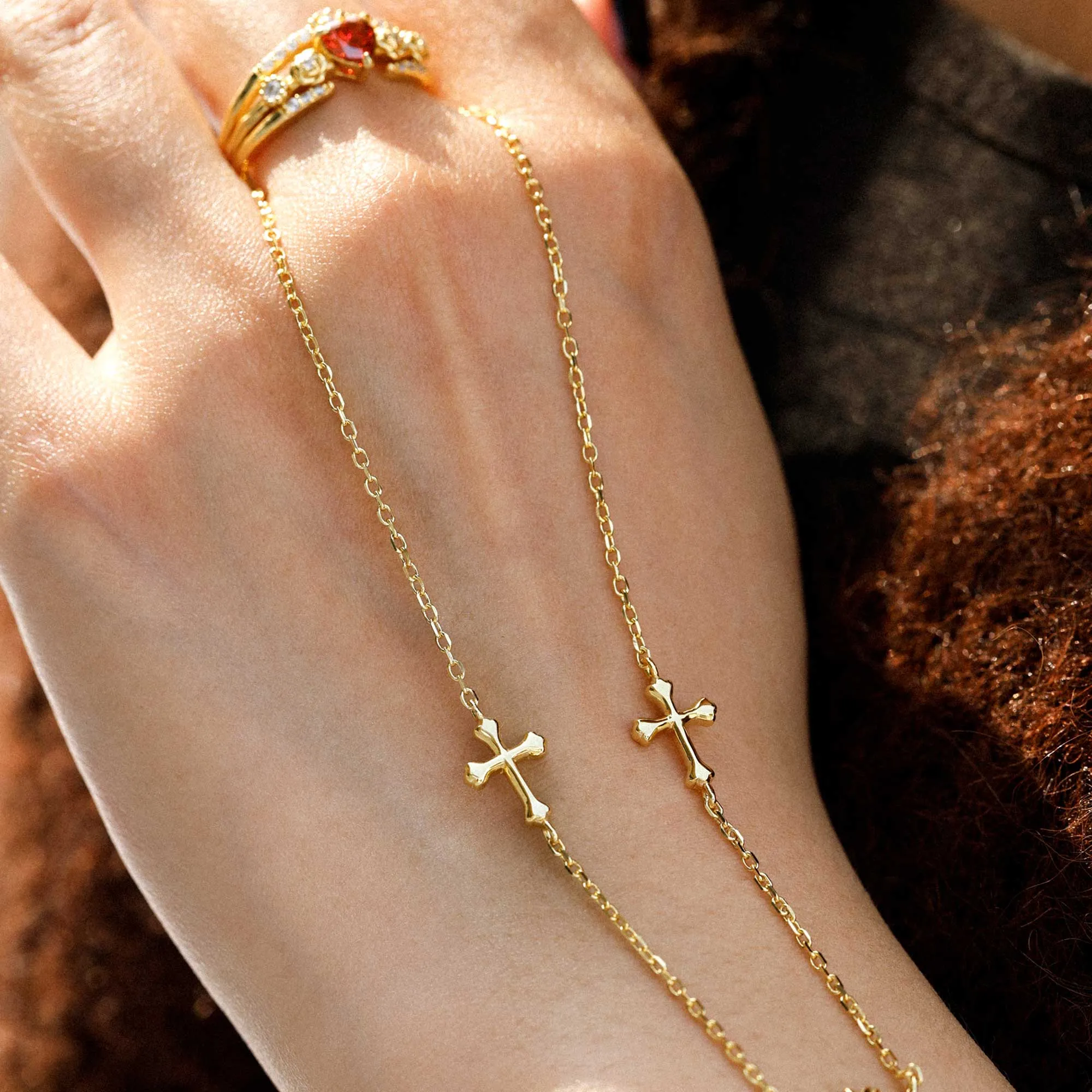 Sacred Heart Cross Hand Chain sold by Vanimy Jewelry product image thumbnail 4