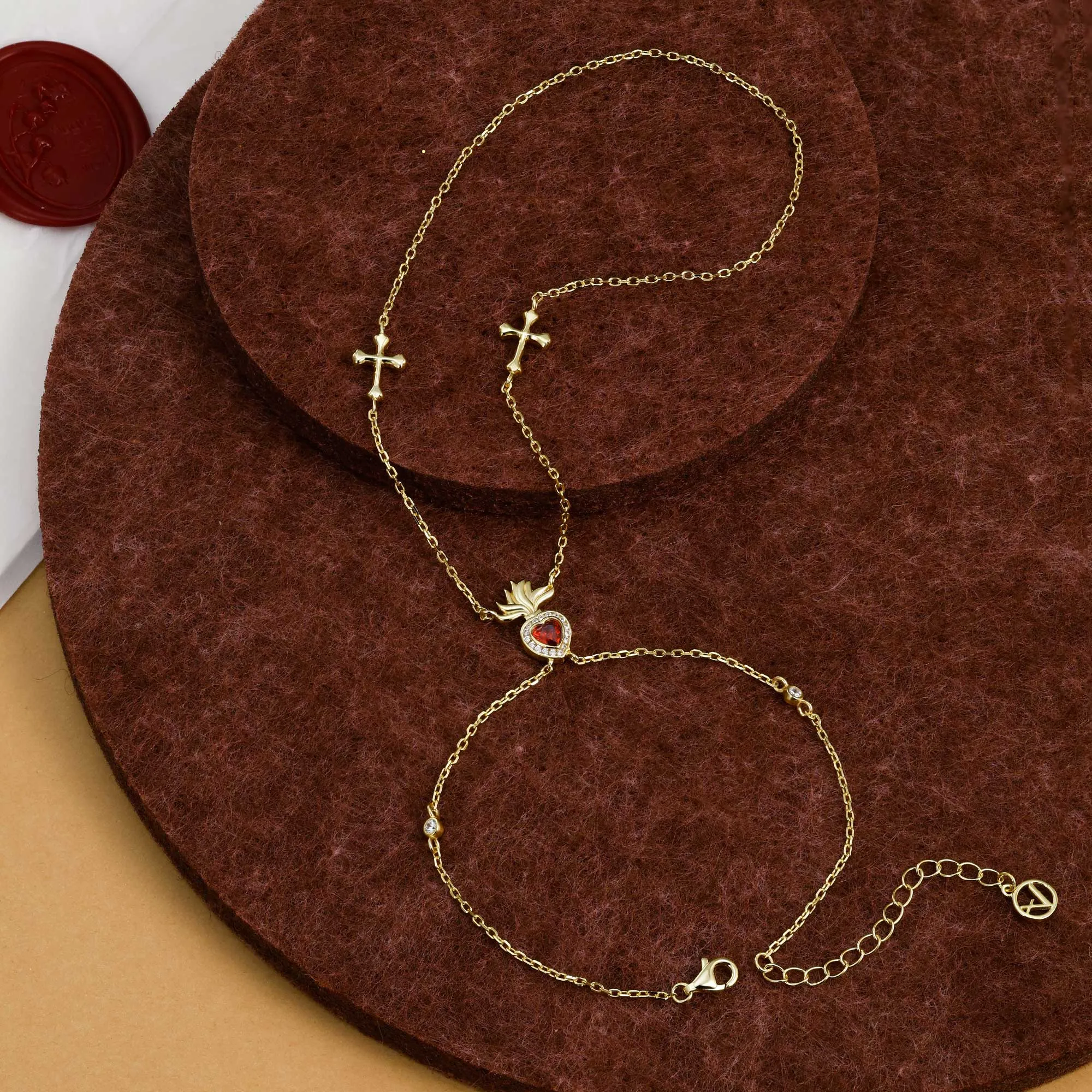 Sacred Heart Cross Hand Chain sold by Vanimy Jewelry product image thumbnail 3