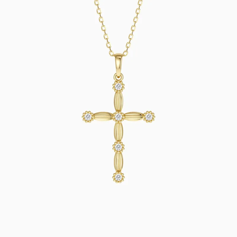 Lyra Bloom Cross Pendant Necklace sold by Vanimy Jewelry