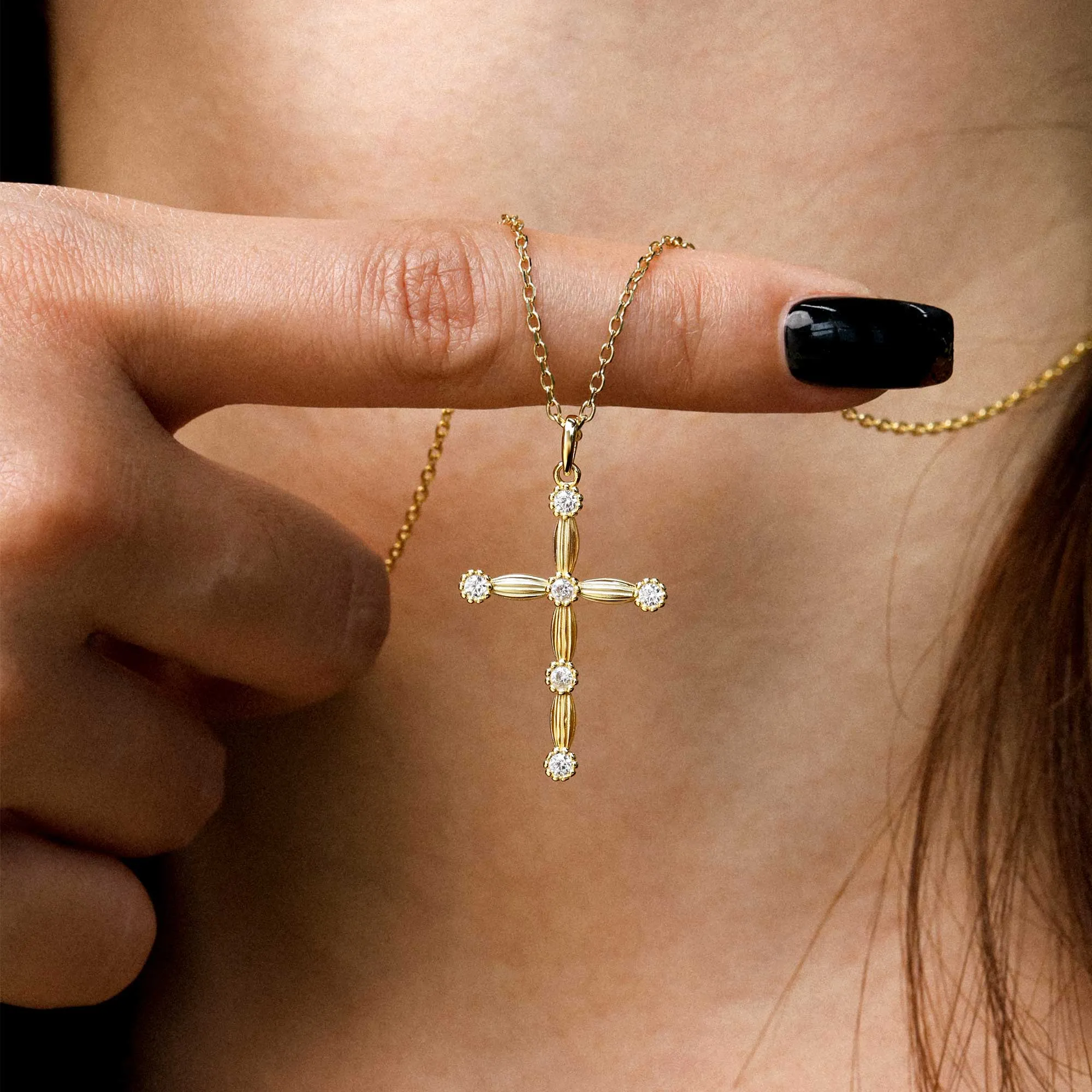 Lyra Bloom Cross Pendant Necklace sold by Vanimy Jewelry product image thumbnail 2