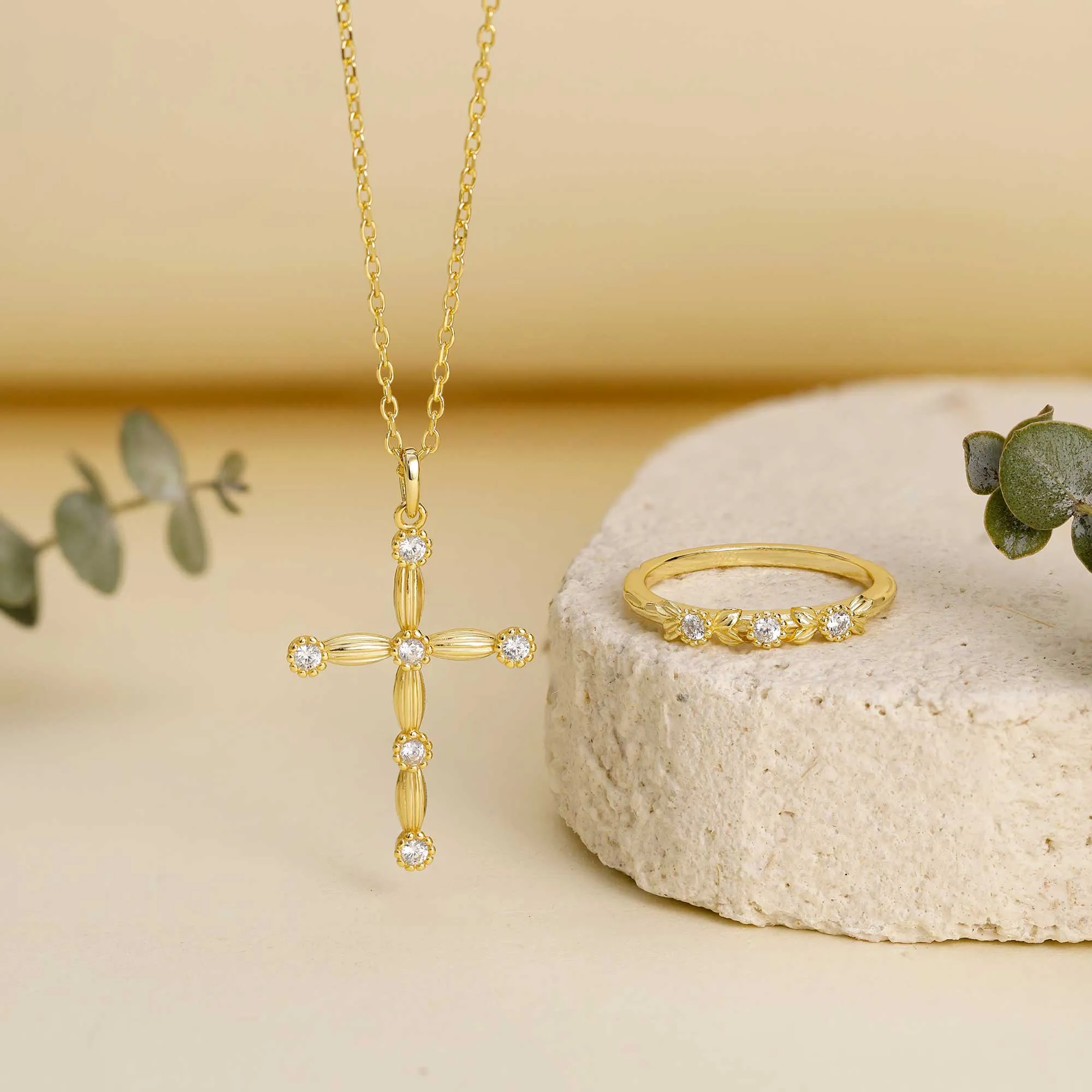 Lyra Bloom Cross Pendant Necklace sold by Vanimy Jewelry product image thumbnail 5