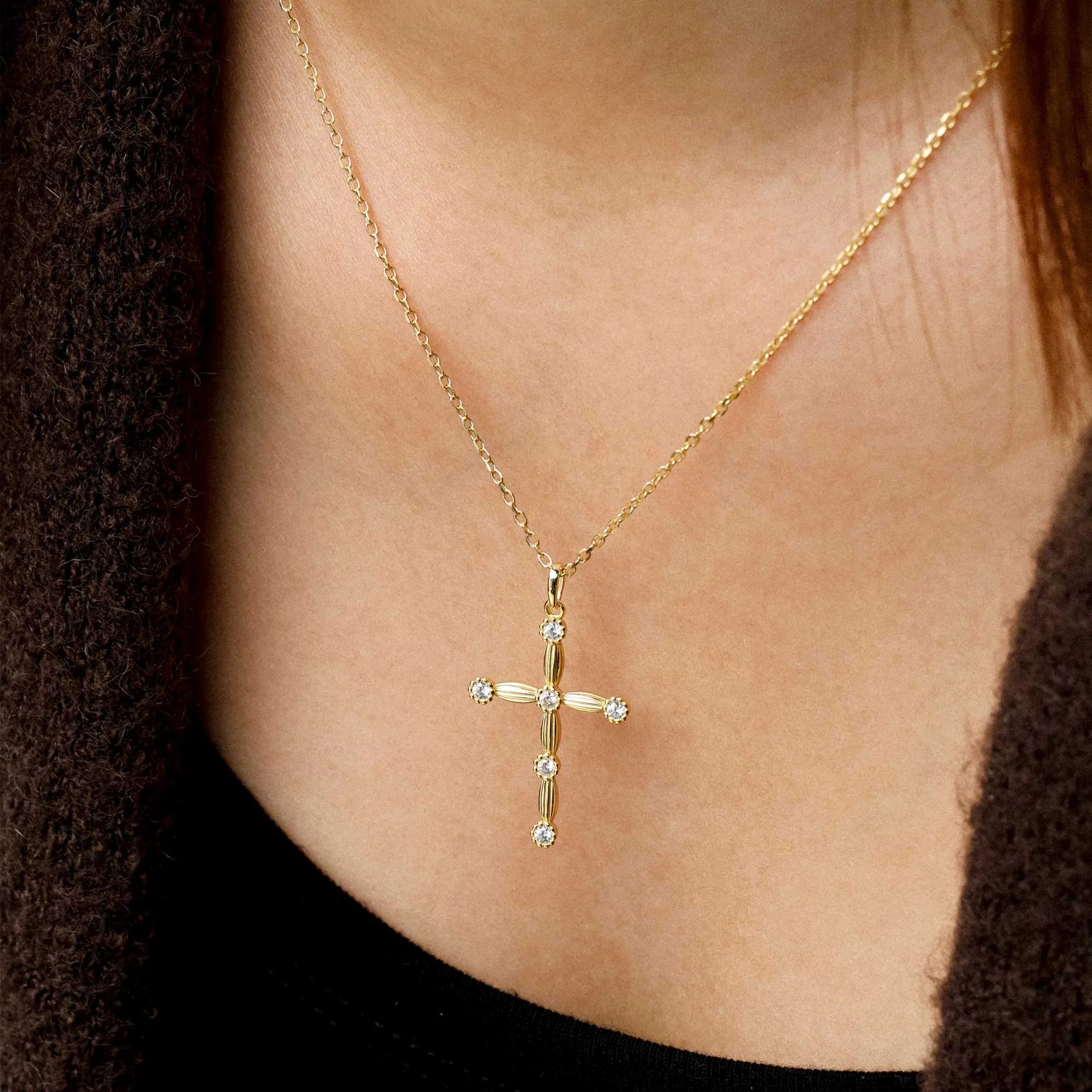 Lyra Bloom Cross Pendant Necklace sold by Vanimy Jewelry product image thumbnail 3