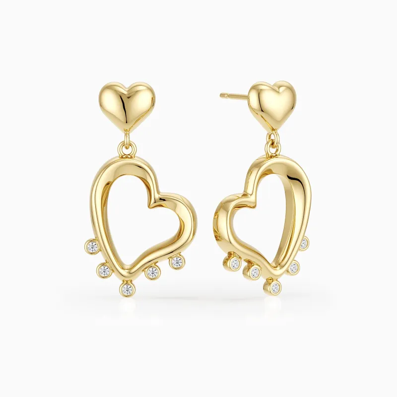 Aria Heart Drop Earrings made by Vanimy Jewelry